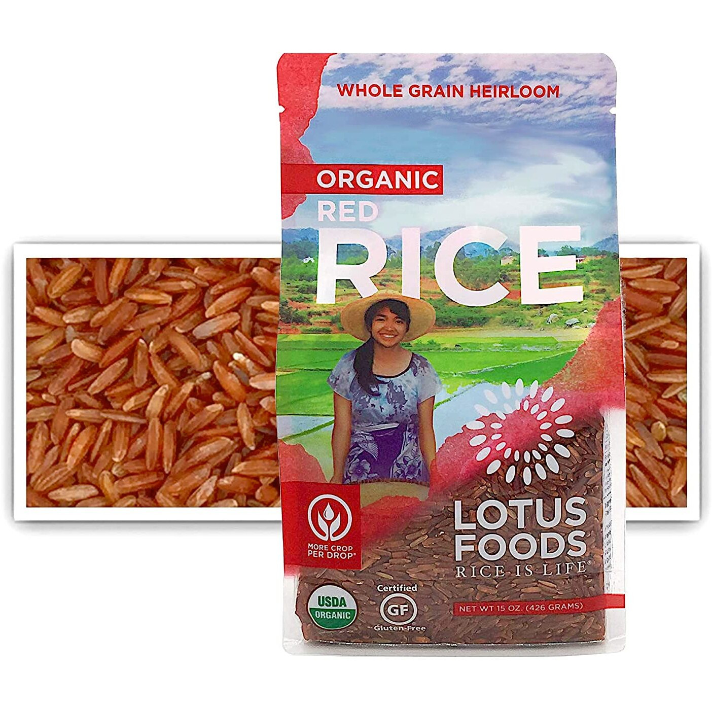 Lotus Foods Organic Red Rice, Slightly Nutty Flavor, 15 Ounce