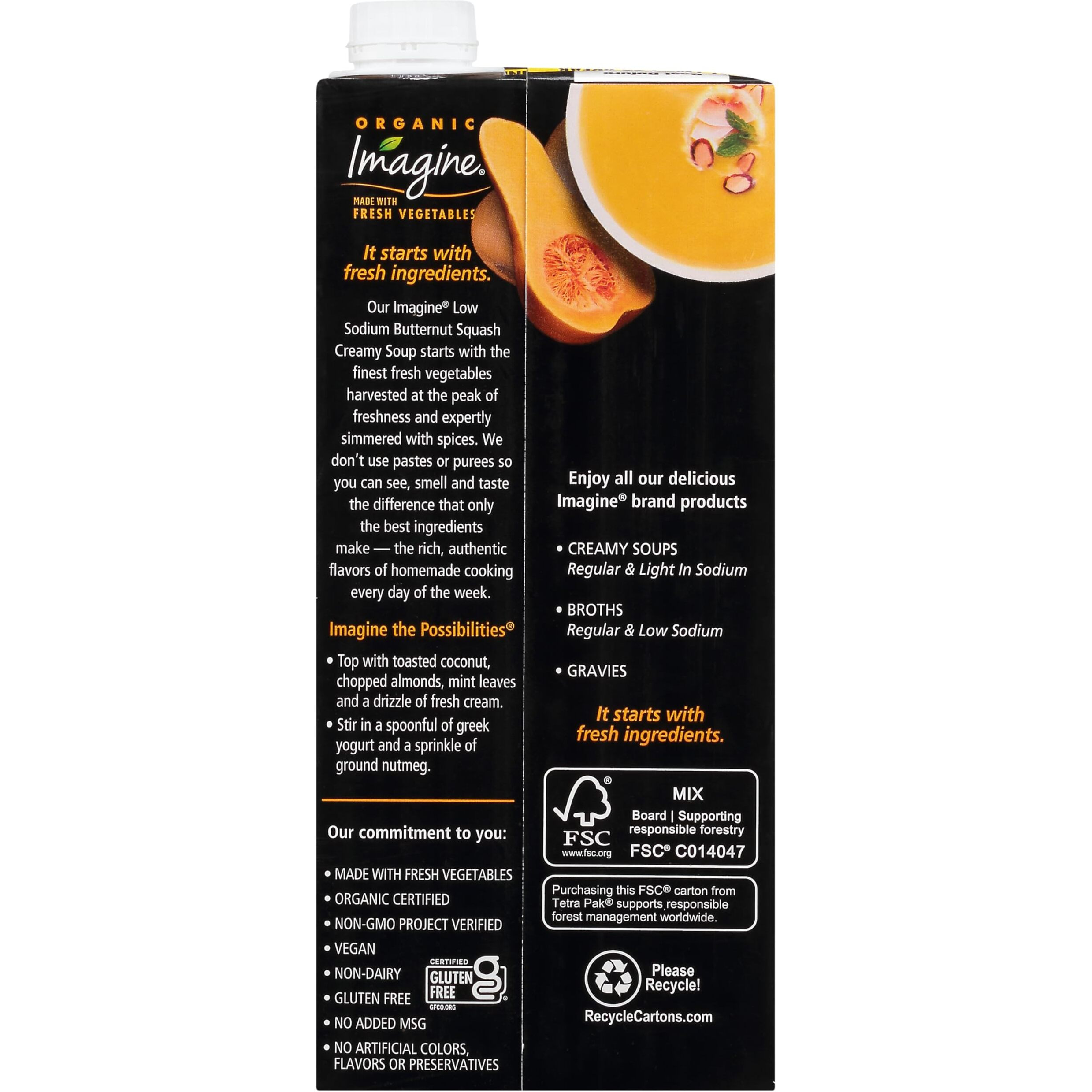 Imagine Organic Light In Sodium Butternut Squash Creamy Soup 32 Fl. Oz (Pack Of 6)
