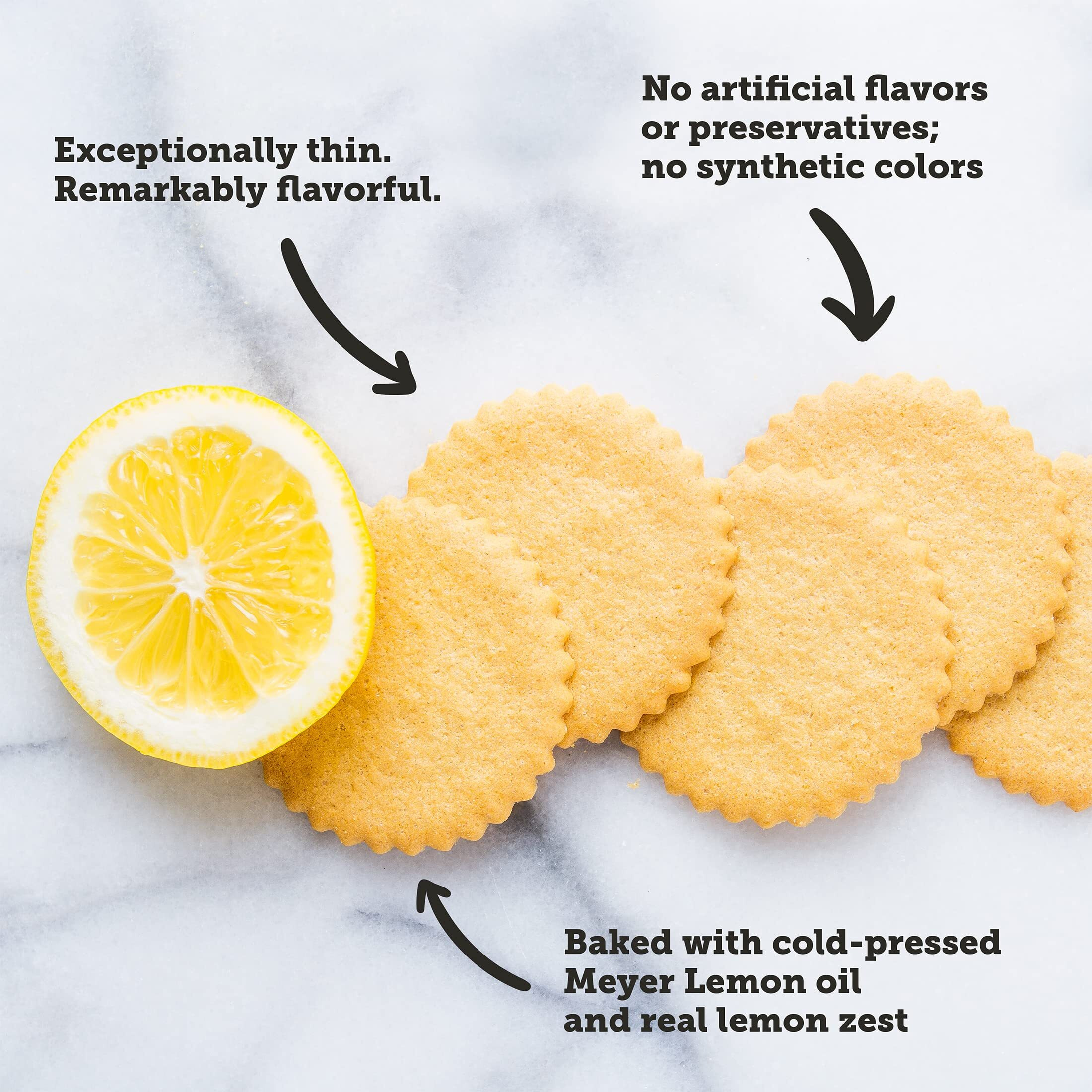Deweys Bakery Meyer Lemon Moravian Cookie Thins | Baked In Small Batches | Real, Simple Ingredients | Time-Honored Southern Bakery Recipe | 9 Oz (Pack Of 6)