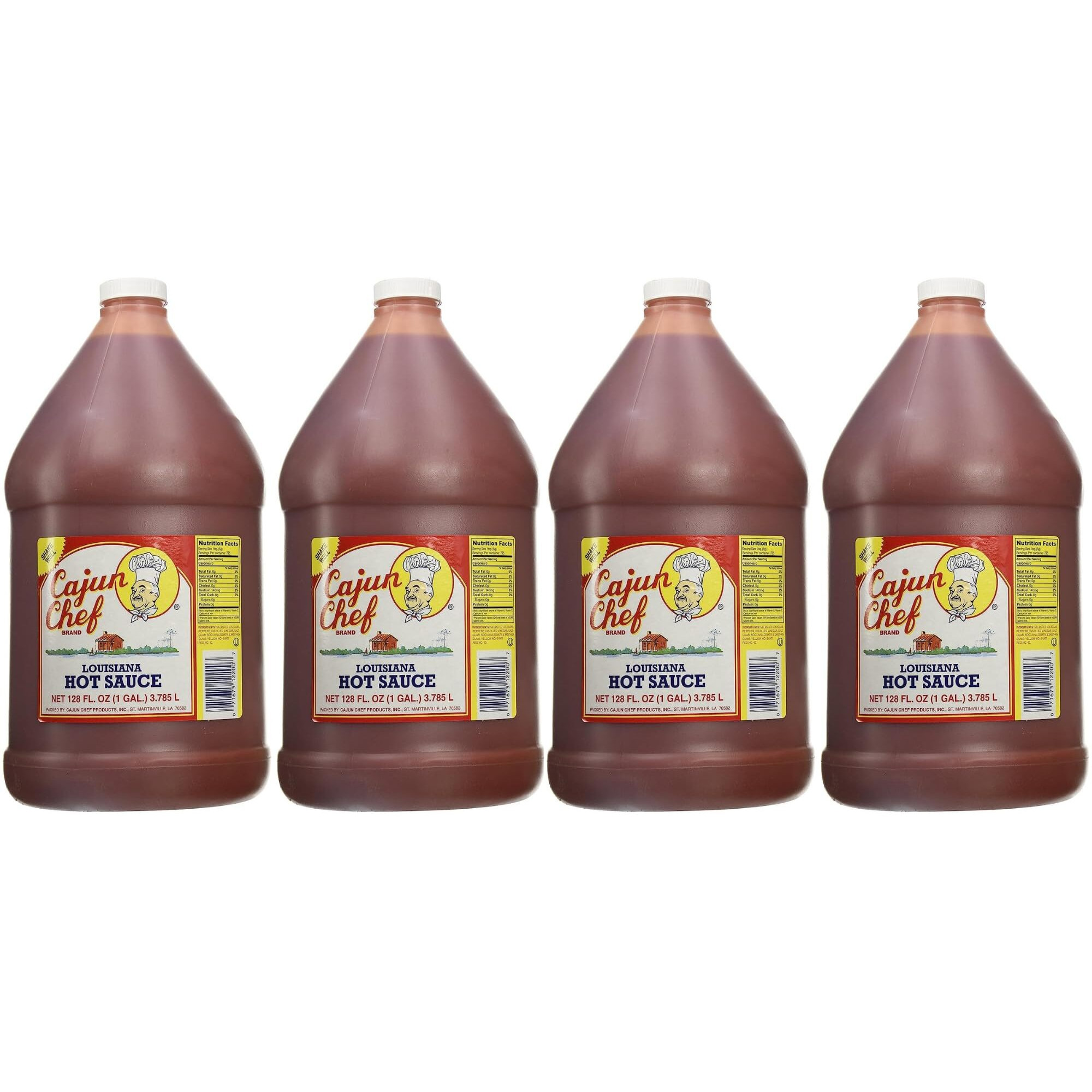 Cajun Chef Louisiana Hot Sauce 1 Gal - 4 Pack