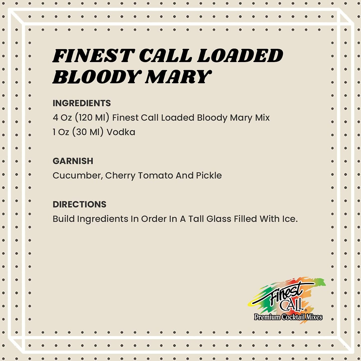 Finest Call Premium Loaded Bloody Mary Drink Mix, 1 Liter Bottle (33.8 Fl Oz), Pack Of 3