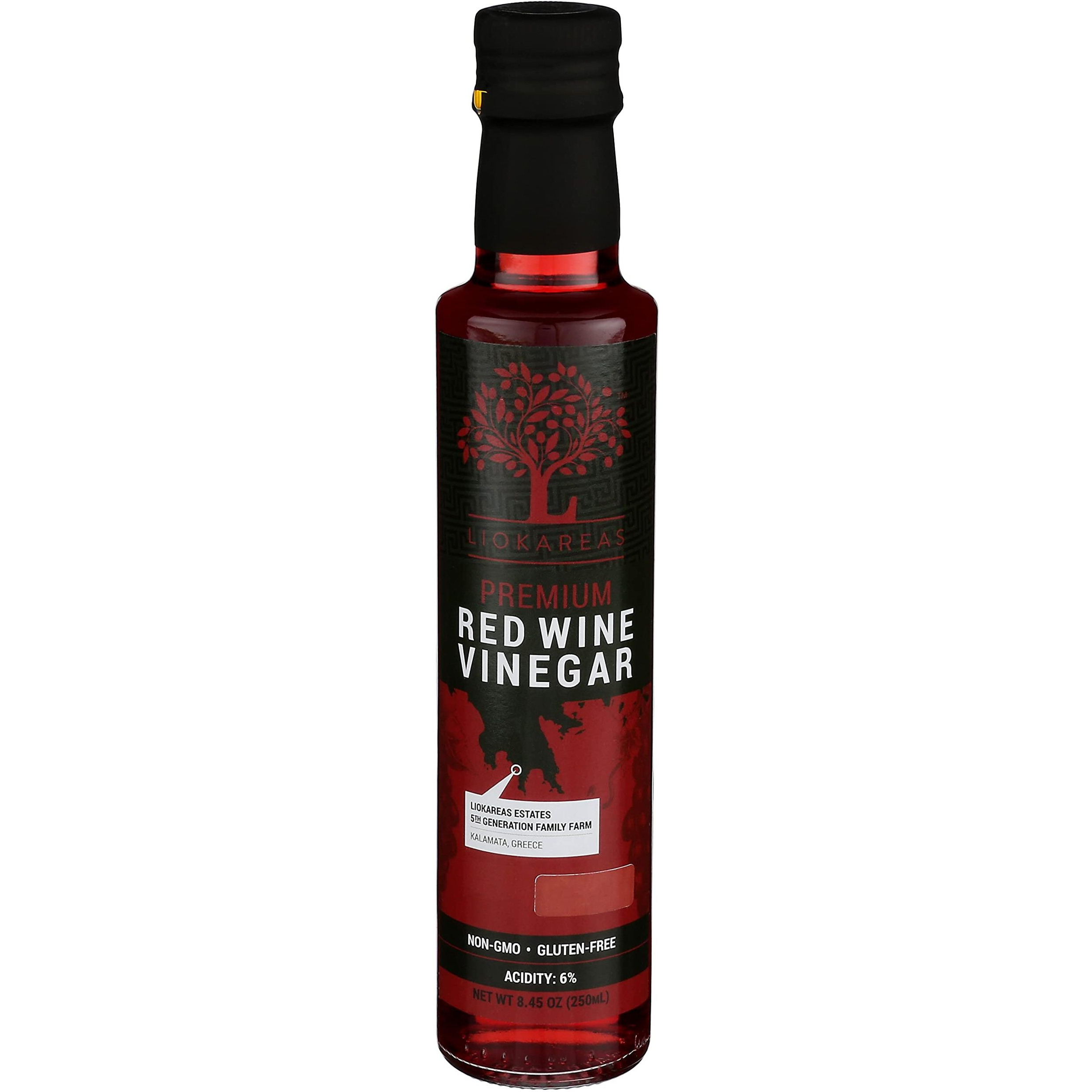Greek Red Wine Vinegar - Organic - Nongmo - Gluten Free - Paleo - 6% Acidity - Premium