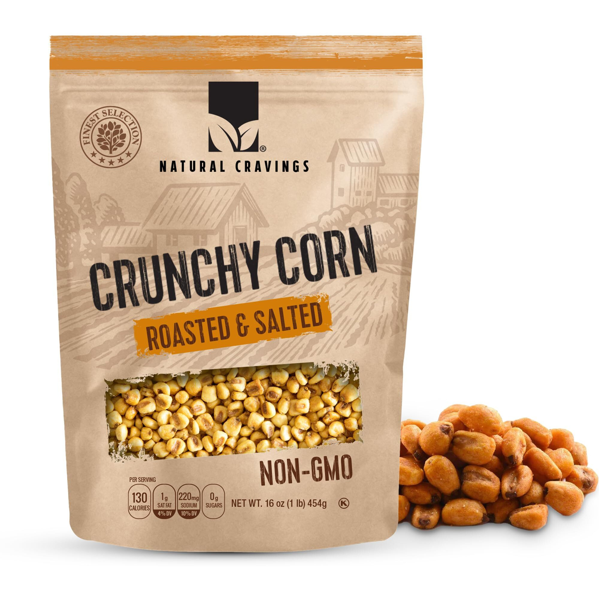 Natural Craving Salted And Roasted Corn Nuts - Original Toasted Corn Kernels In Resealable Bag - Crunchy Snack (Natural Cravings Corn Nuts)