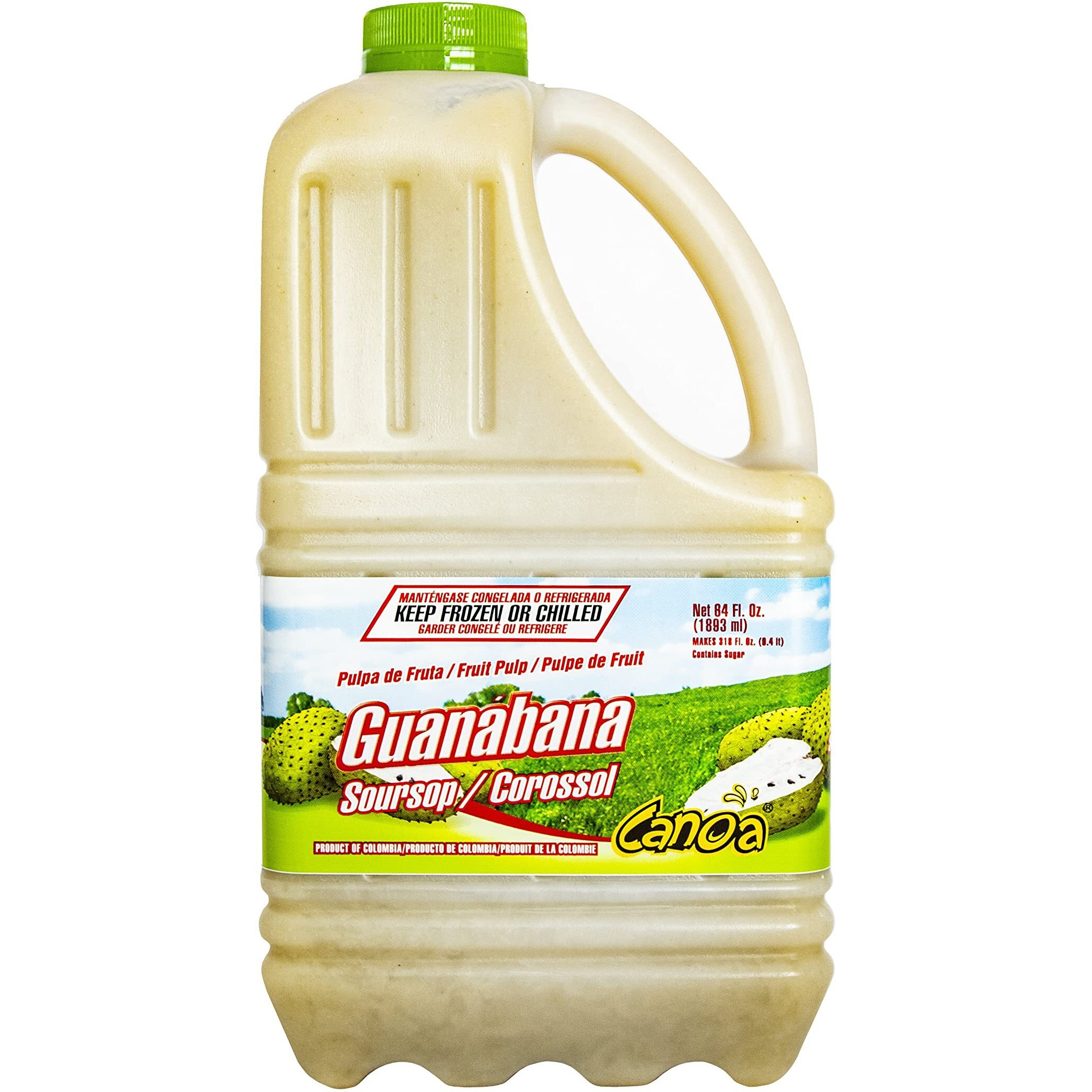 Canoa Fruit Purees | Made With Real Fruit | 64 Fl Oz | Great For Juices, Smoothies, Cocktails, Desserts, Sauces, Marinades & More (Guanabana/Soursop)