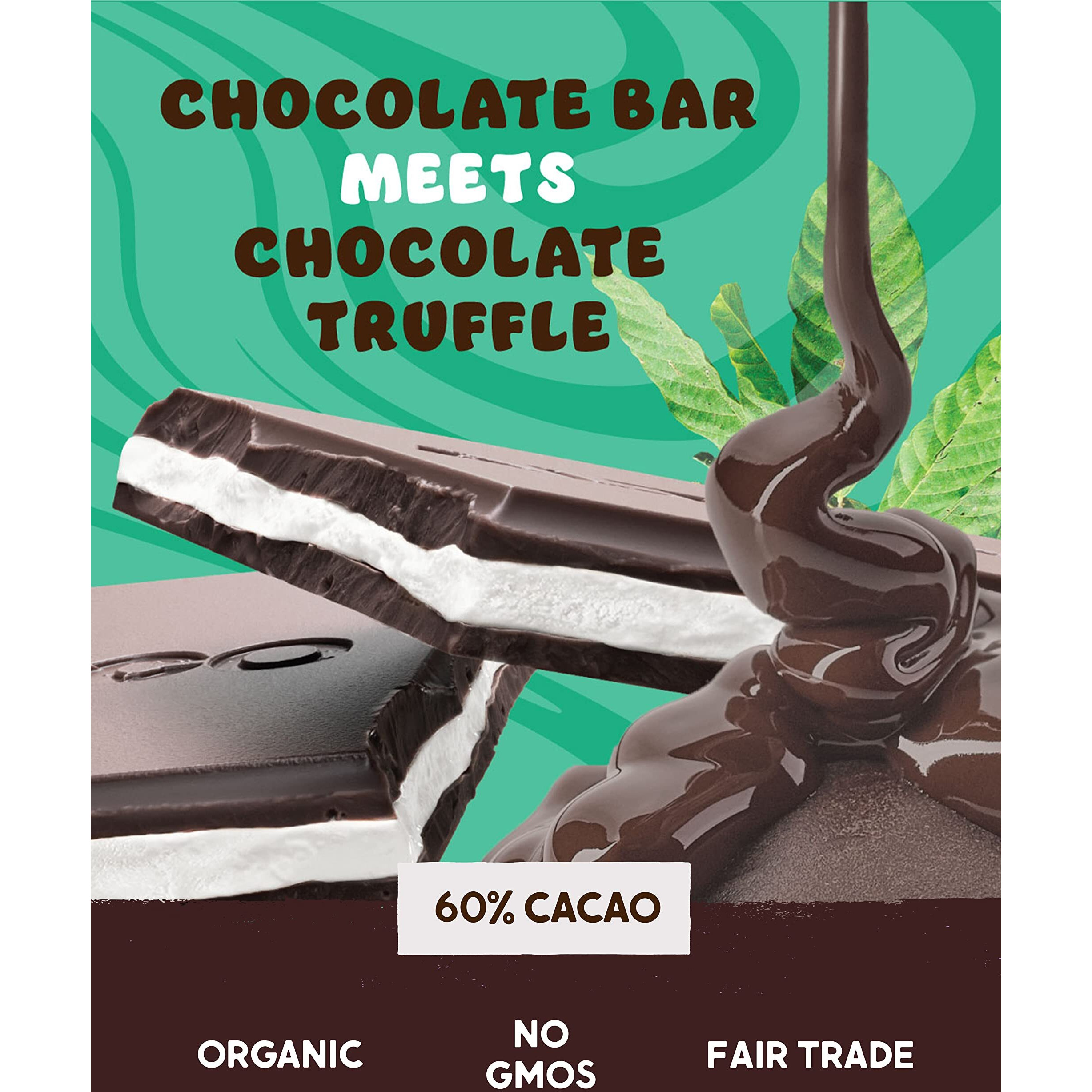 Alter Eco Mint Creme Truffle Thins, Chocolate Bar With Gooey Ganache Truffle Filling, Gluten-Free, Non-Gmo Snacks, No Additives Or Artificial Sweeteners, Fair Trade, Recyclable Packaging (12-Pack Mint Creme)