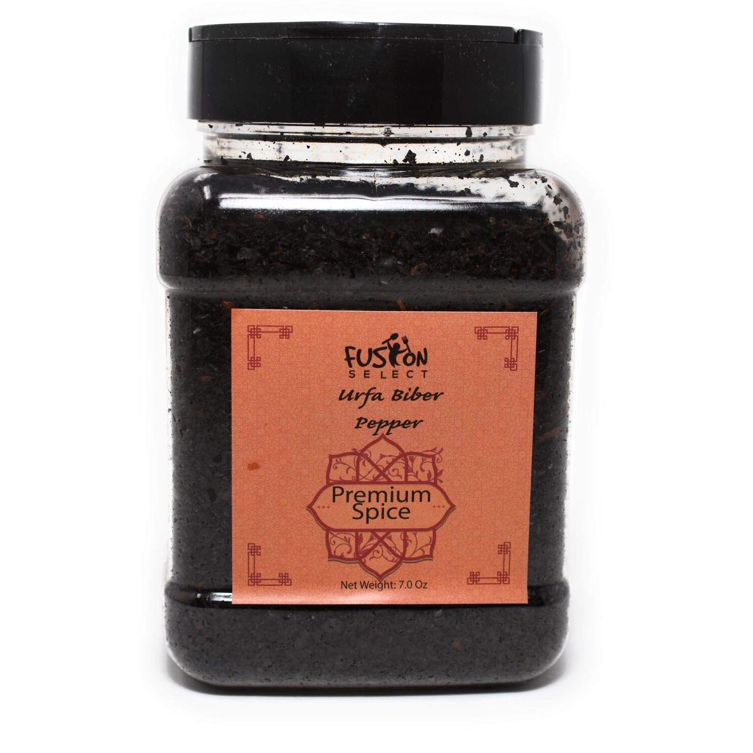 Fusion Select Premium Urfa Biber Pepper - Red Turkish Chili For Cooking & Seasoning - Burgundy Spice For Kitchen Or Pantry - Sealed Jar, Double Flip Lids - Isot Pepper Flakes, Made In Turkey (7 Oz)