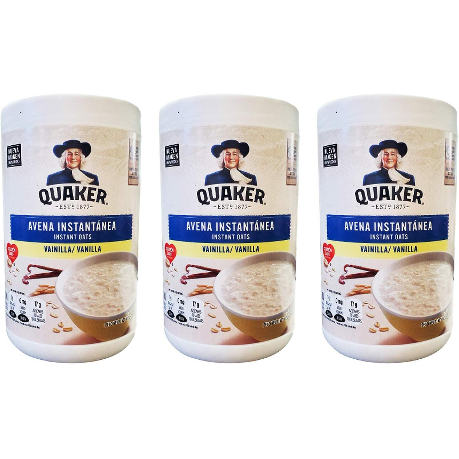 Quaker Avena Instantanea Instant Oats Vanilla, (3 Pack, Total Of 34.8 Oz)