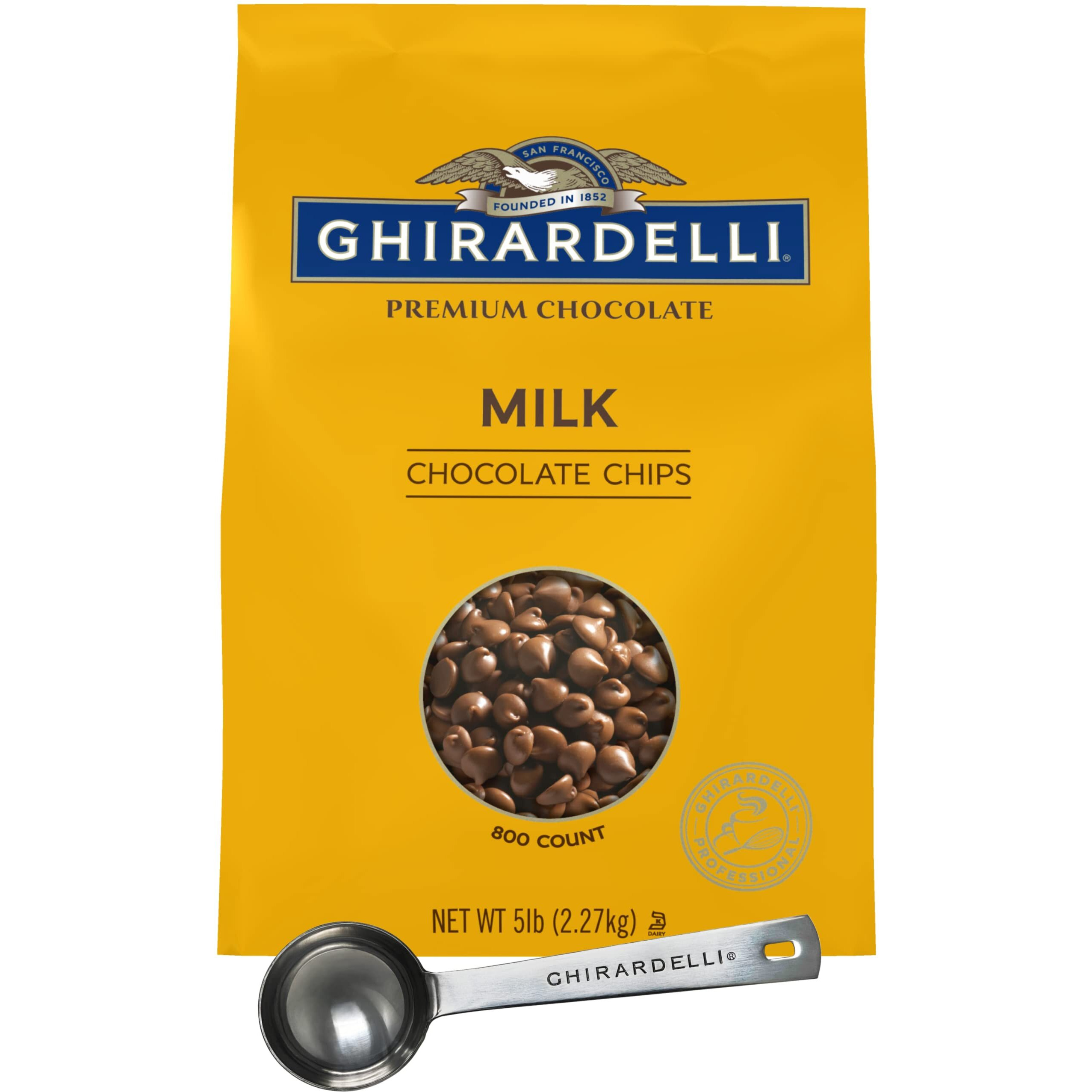 Ghirardelli Milk Chocolate Chips, 5Lb Bag With Ghirardelli Stamped Barista Spoon