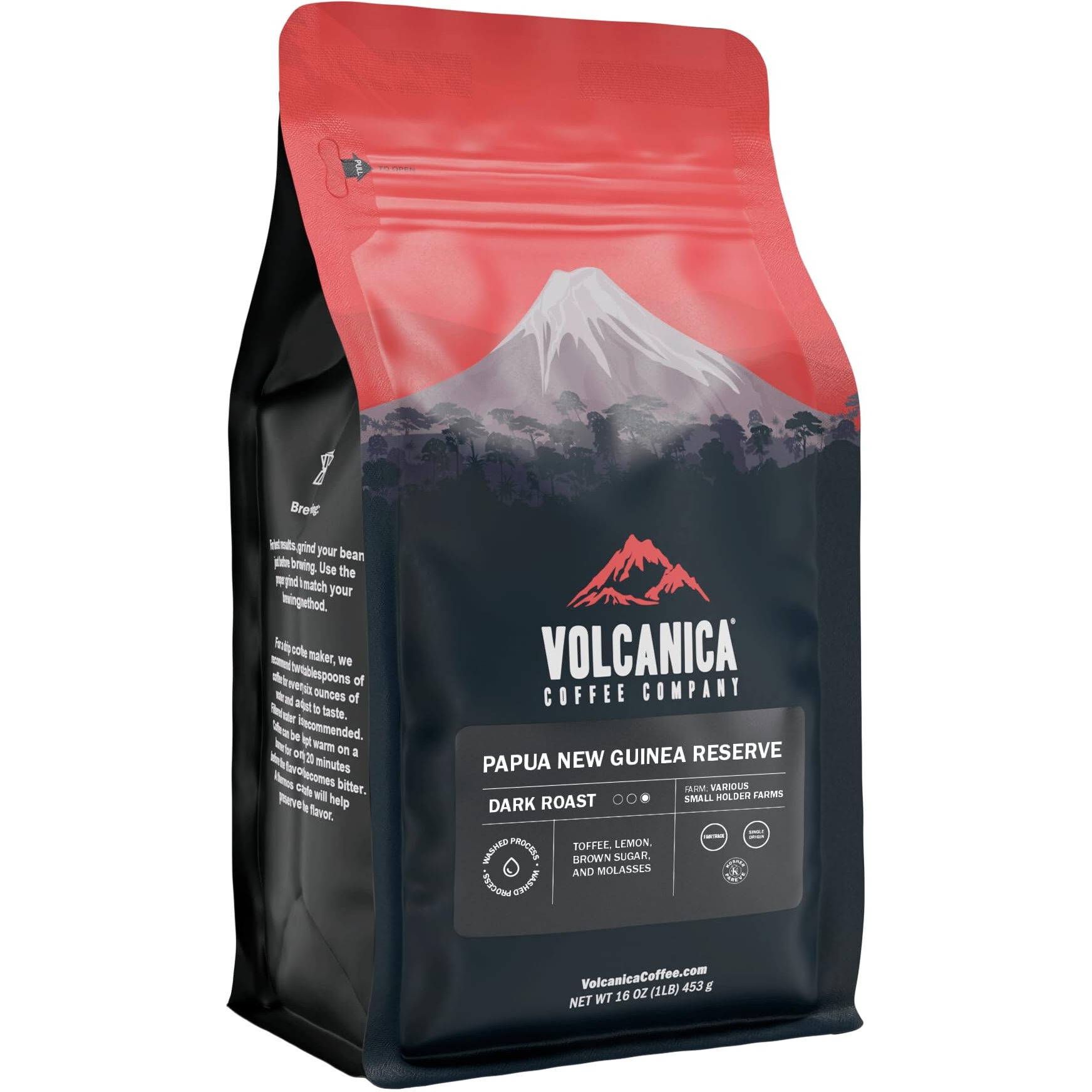 Papua New Guinea Reserve Coffee, Dark Roast, Whole Bean, Fair Trade, Fresh Roasted, 16-Ounce