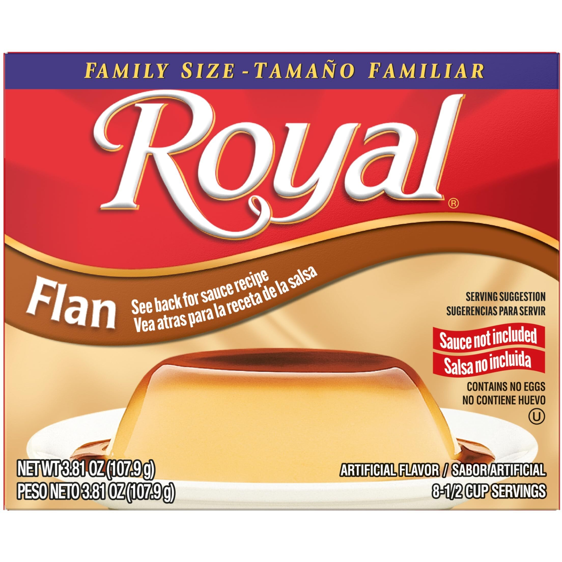 Royal Bilingual Flan Dessert Mix, Family Size, Fat Free 3.81 Ounce (Pack Of 12)