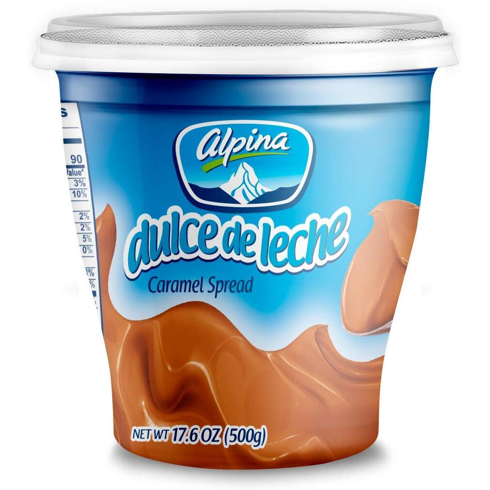 Arequipe Alpina Dulce De Leche (2 Pack). Milk Caramel Sauce Dip For Apples And Desserts - Creamy Consistency As Cajeta - Great For Alfajores, Obleas And Breakfast - 2 Pack X 17,5 Oz Each.