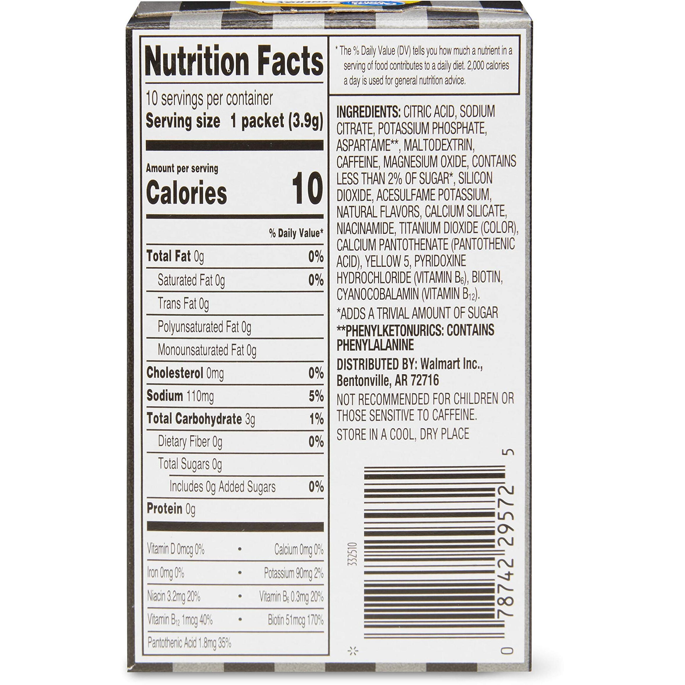Great Value Sugar Free, Low Calorie Energy Lemonade Drink Mix Electrolyte