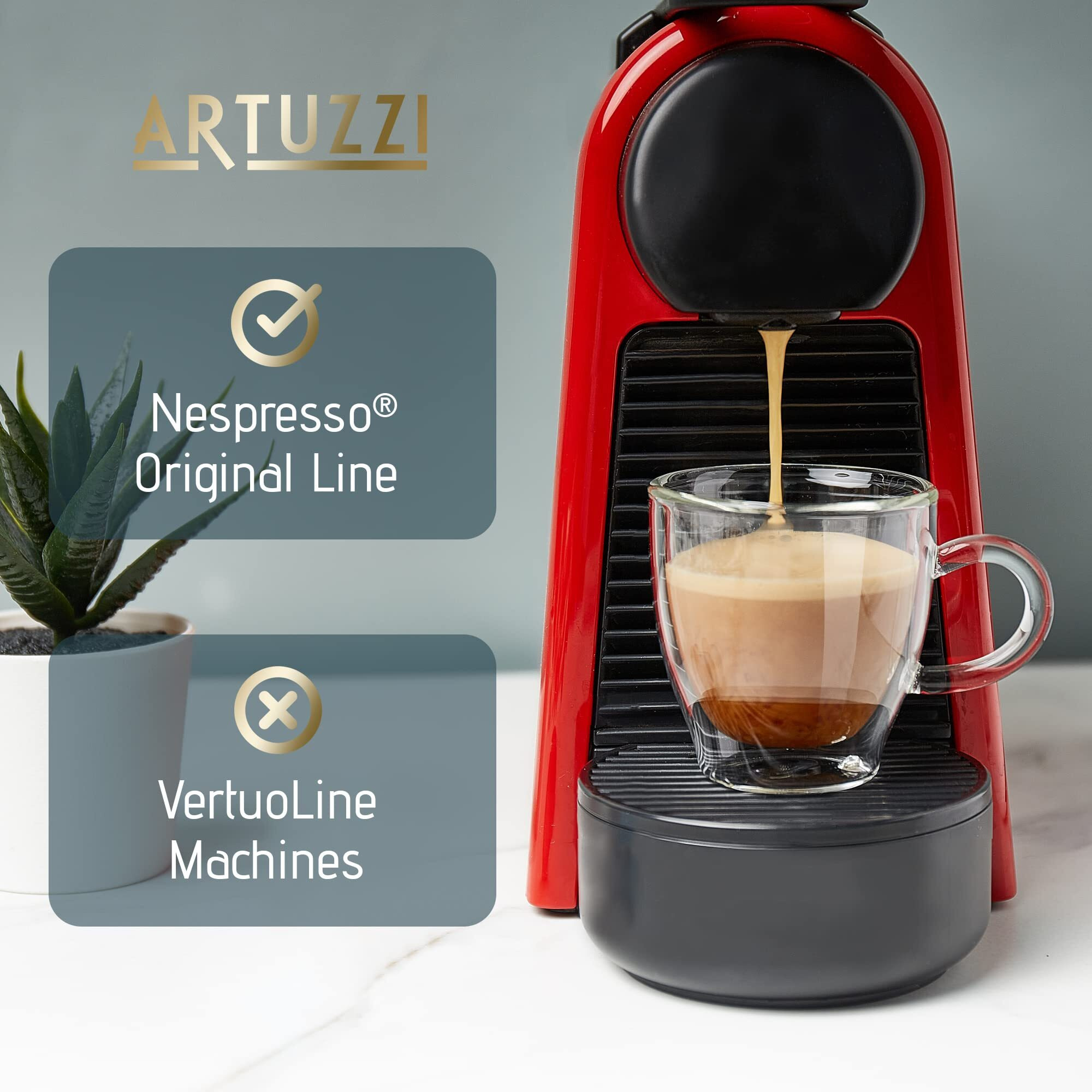Artuzzi 120Ct Decaf Espresso Pods For Nespresso Compatible Capsules Machines | Aluminum Coffee Capsules I Recyclable I 100% Arabica I Italian Roast