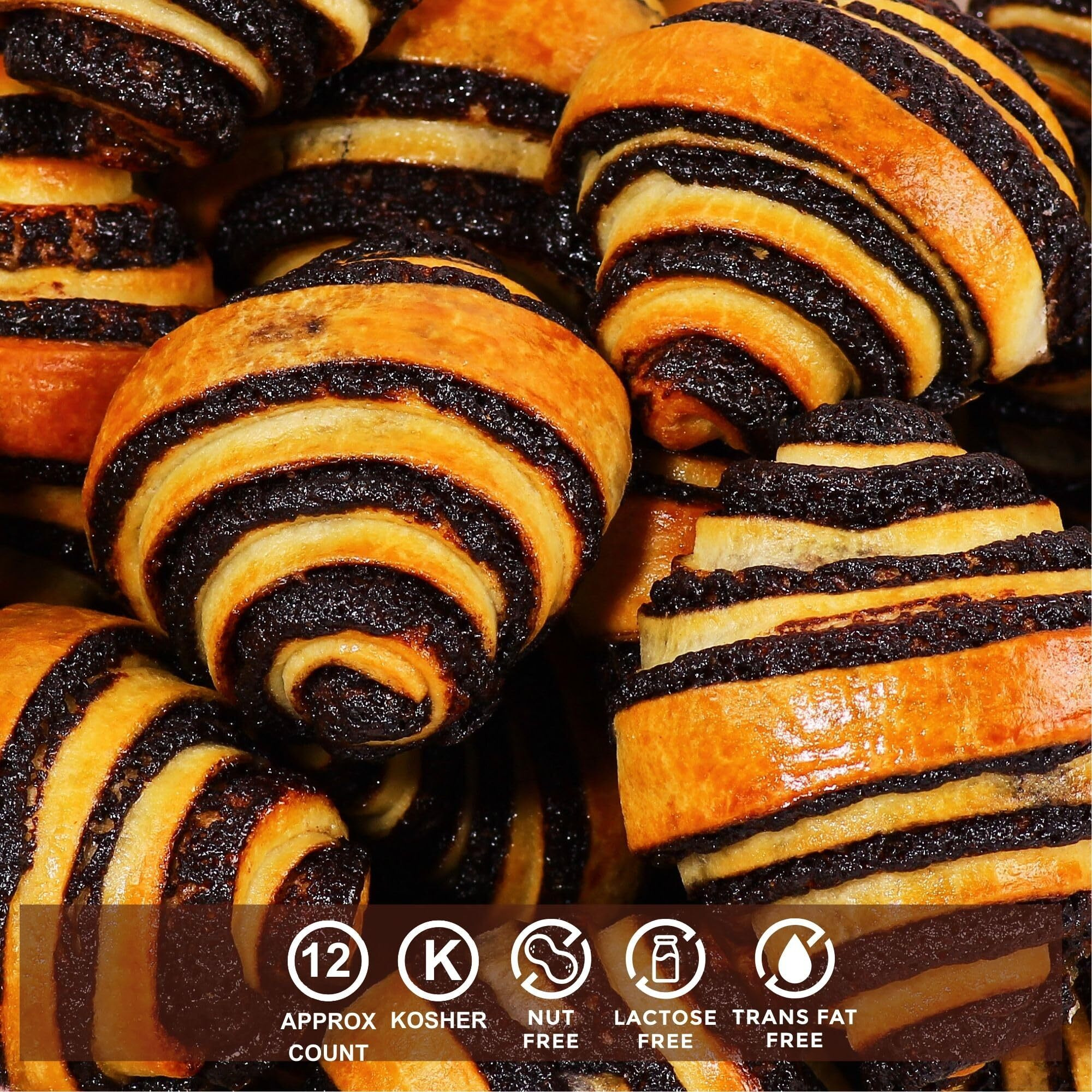 Rugelach Pastries | Chocolate Croissant | Chocolate Babka Bread | Breakfast Pastry | Coffee Snack| Kosher, Dairy & Nut Free | Holidays, Parties & Birthdays | 12 Oz. Sterns Bakery