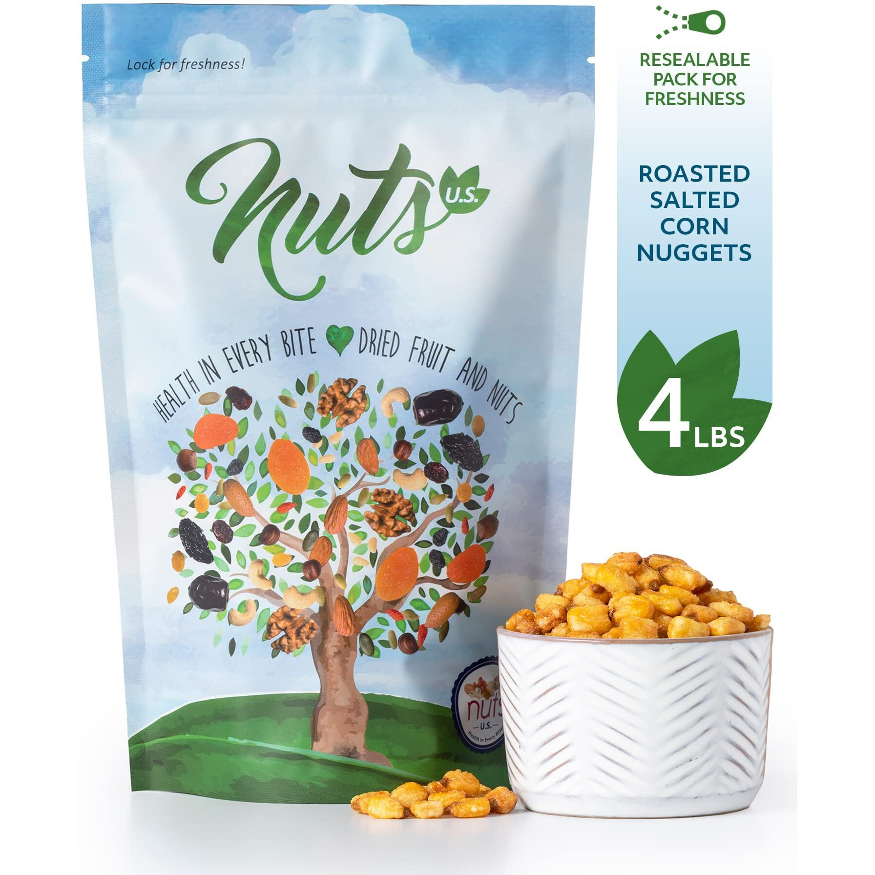 Nuts U.S. - Roasted And Salted Corn Nuggets | No Aritifical Colors & Flavors | Non-Gmo | Packed In Resealable Bags (4 Lbs)