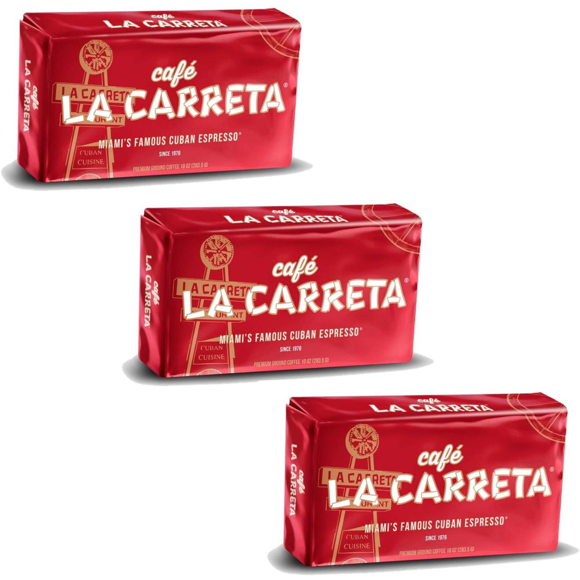 Cafe La Carreta Dark Roast Espresso Coffee 10 Oz Miami Cuban Style Espresso Ground Coffee