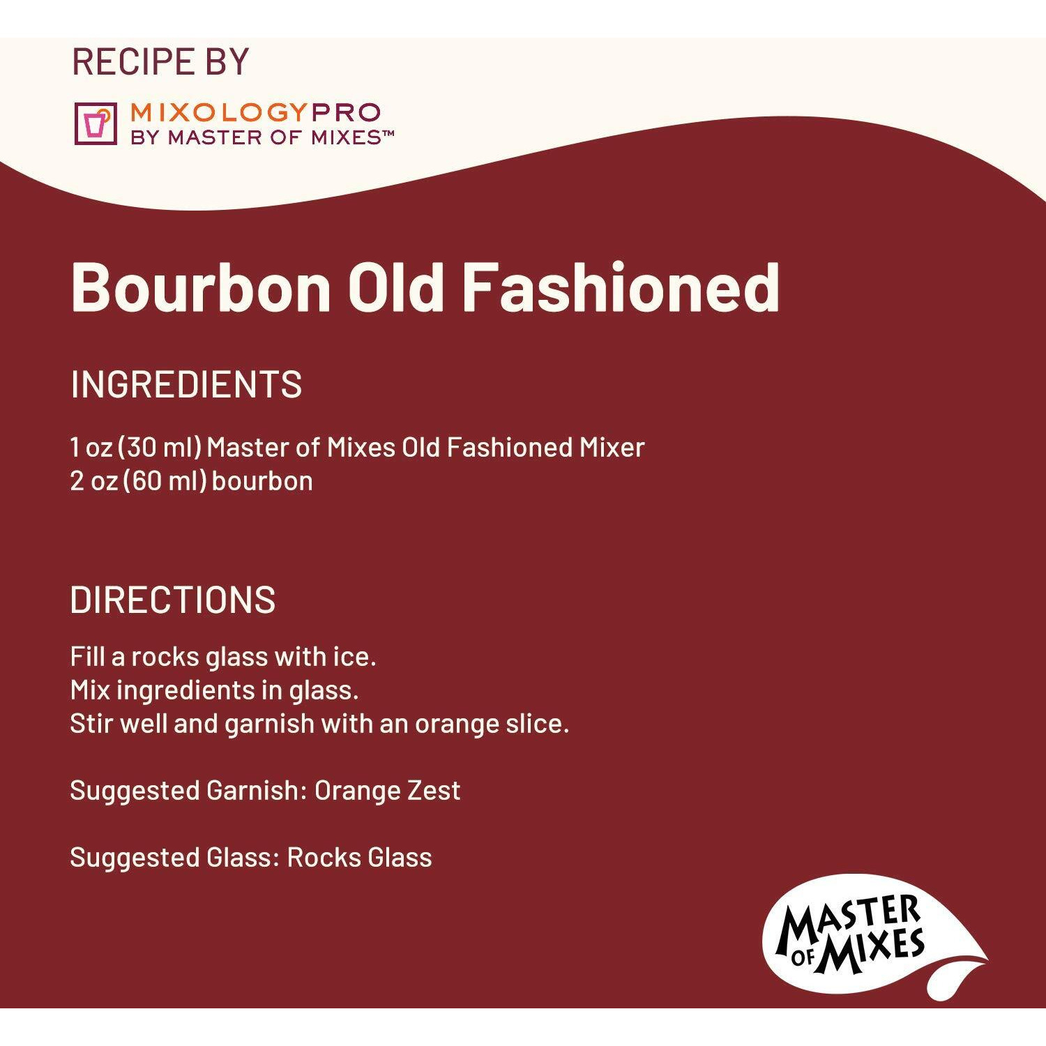 Master Of Mixes Old Fashioned Drink Mix, Ready To Use, 1 Liter Bottle (33.8 Fl Oz), Pack Of 3