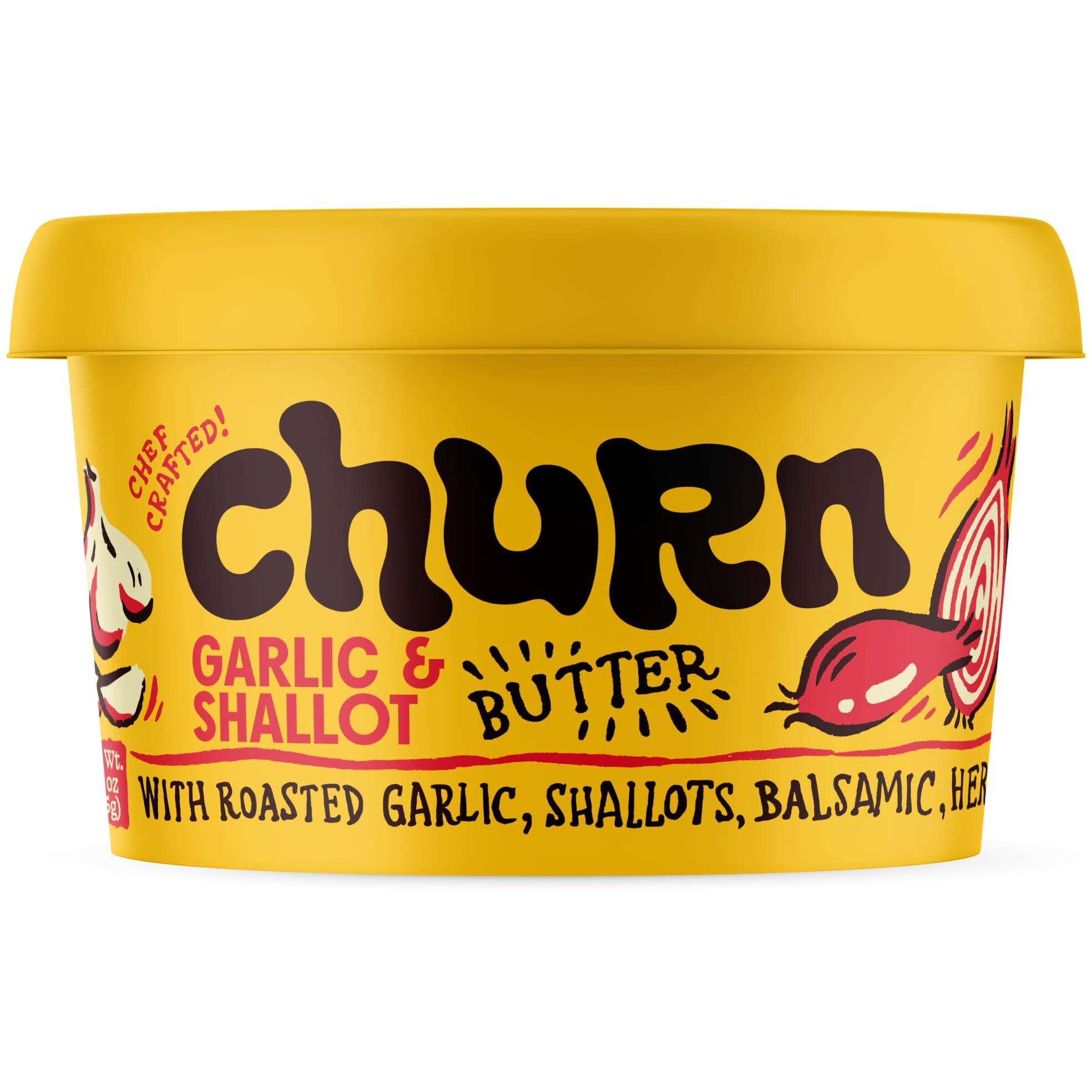 Churn Garlic & Shallot Butter, Flavored Butter Churned With Organic Grass Fed Butter (5.5Oz, Pack Of 2) - Non-Gmo, Hormone-Free, Compound And Finishing Butter, Yellow, 11.0 Ounce