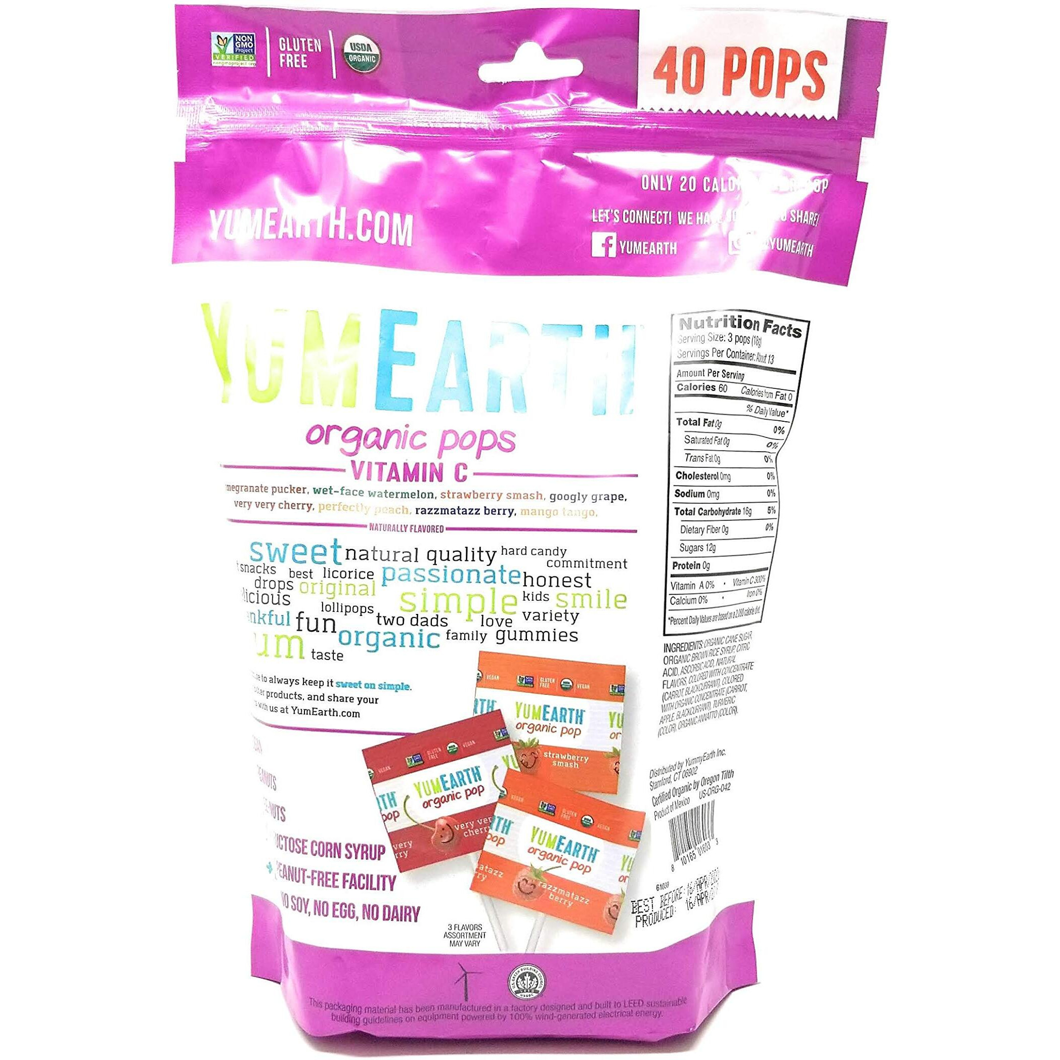 Yummy Earth Lollipop, Og2, Vit C, 40+, 8.5 Oz (2 Pack)