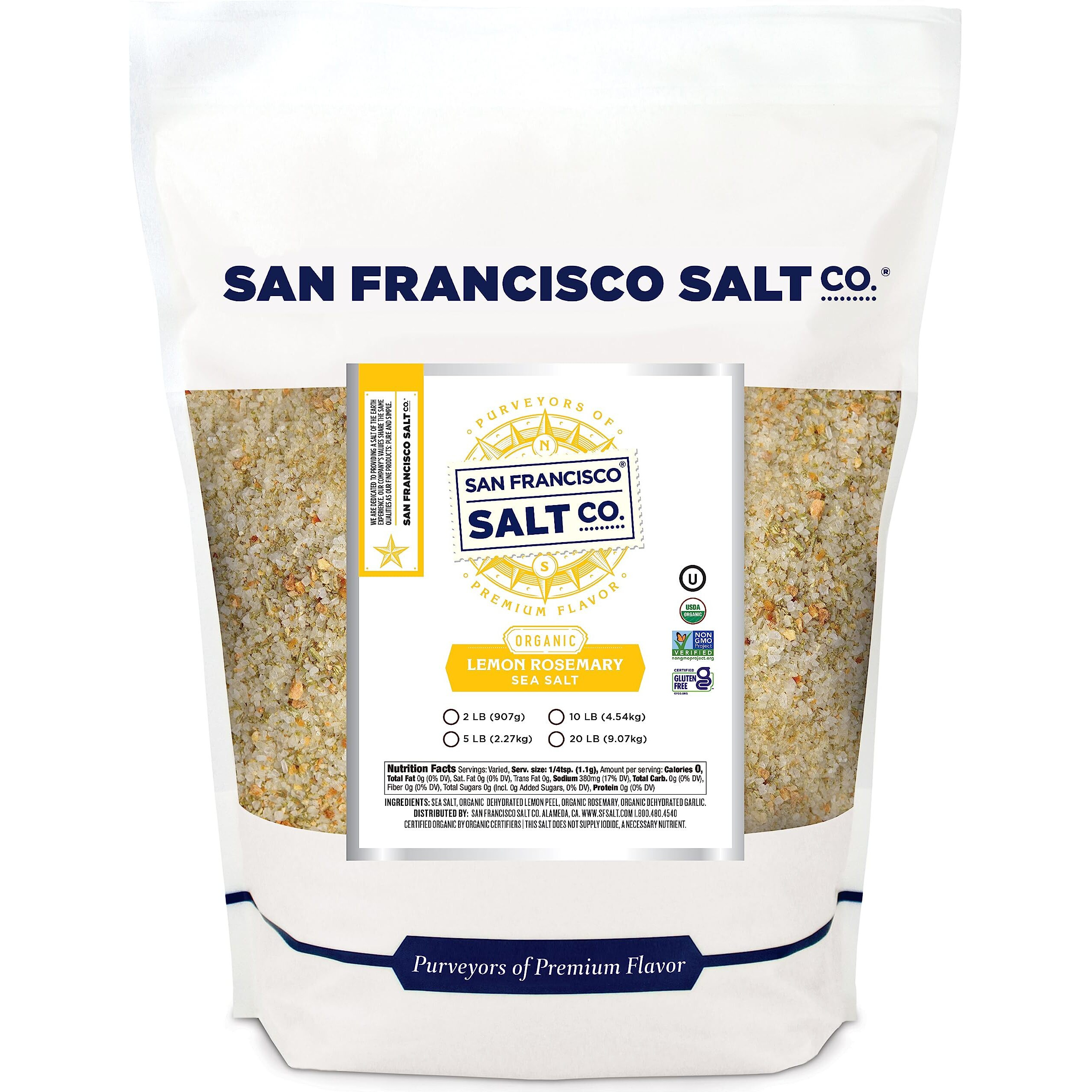 Organic Lemon Rosemary Sea Salt 2 Lbs. By San Francisco Salt Company