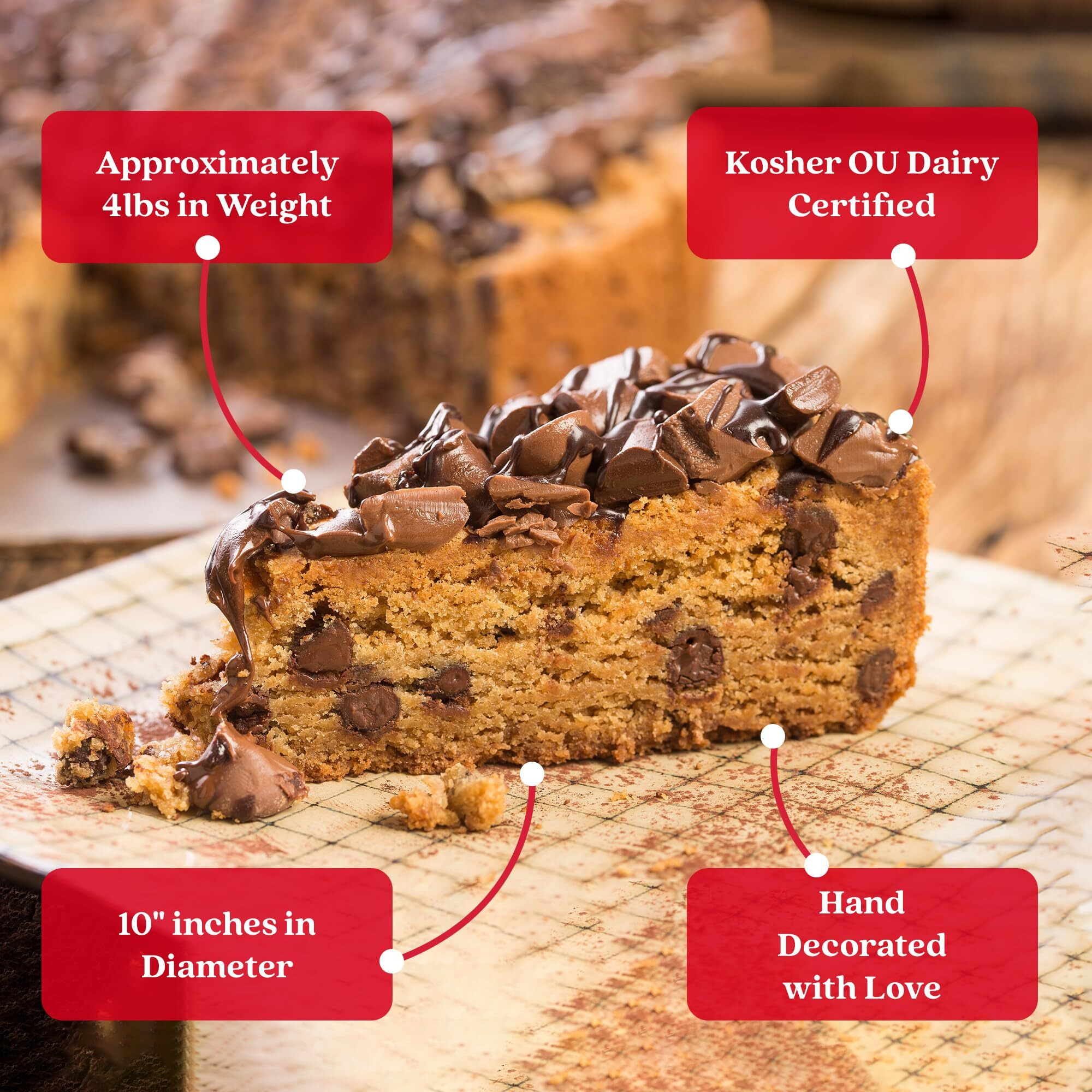 David's Cookies Chocolate Chip Deep Dish Cookie Pie 10""-Pre-Sliced 14 Pcs. Fresh Gourmet Bakery Dessert Filled With Chocolate Chips And Topped With Huge Chunks Of Chocolate