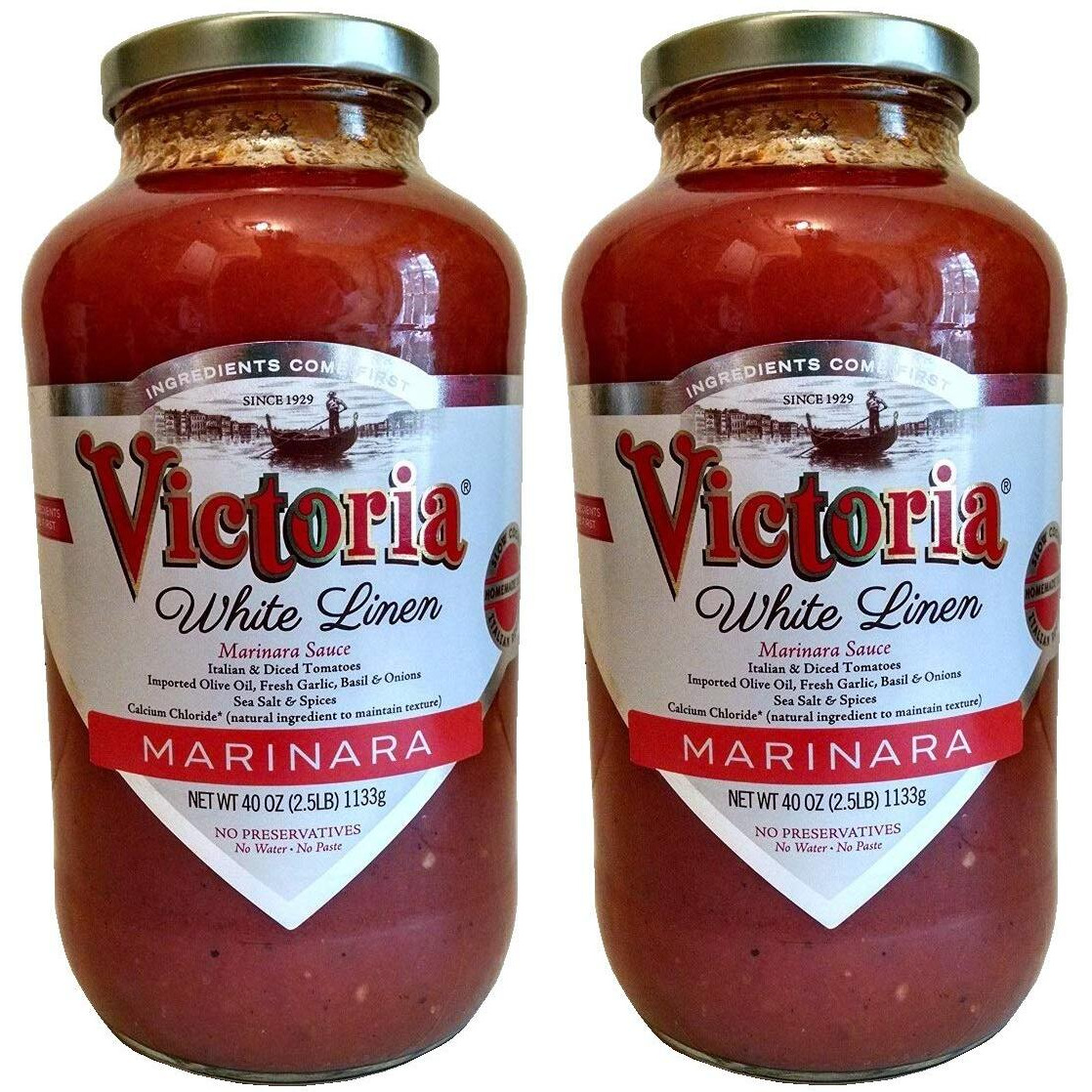 Victoria White Linen Marinara Sauce, 40 Ounce (Pack Of 2)