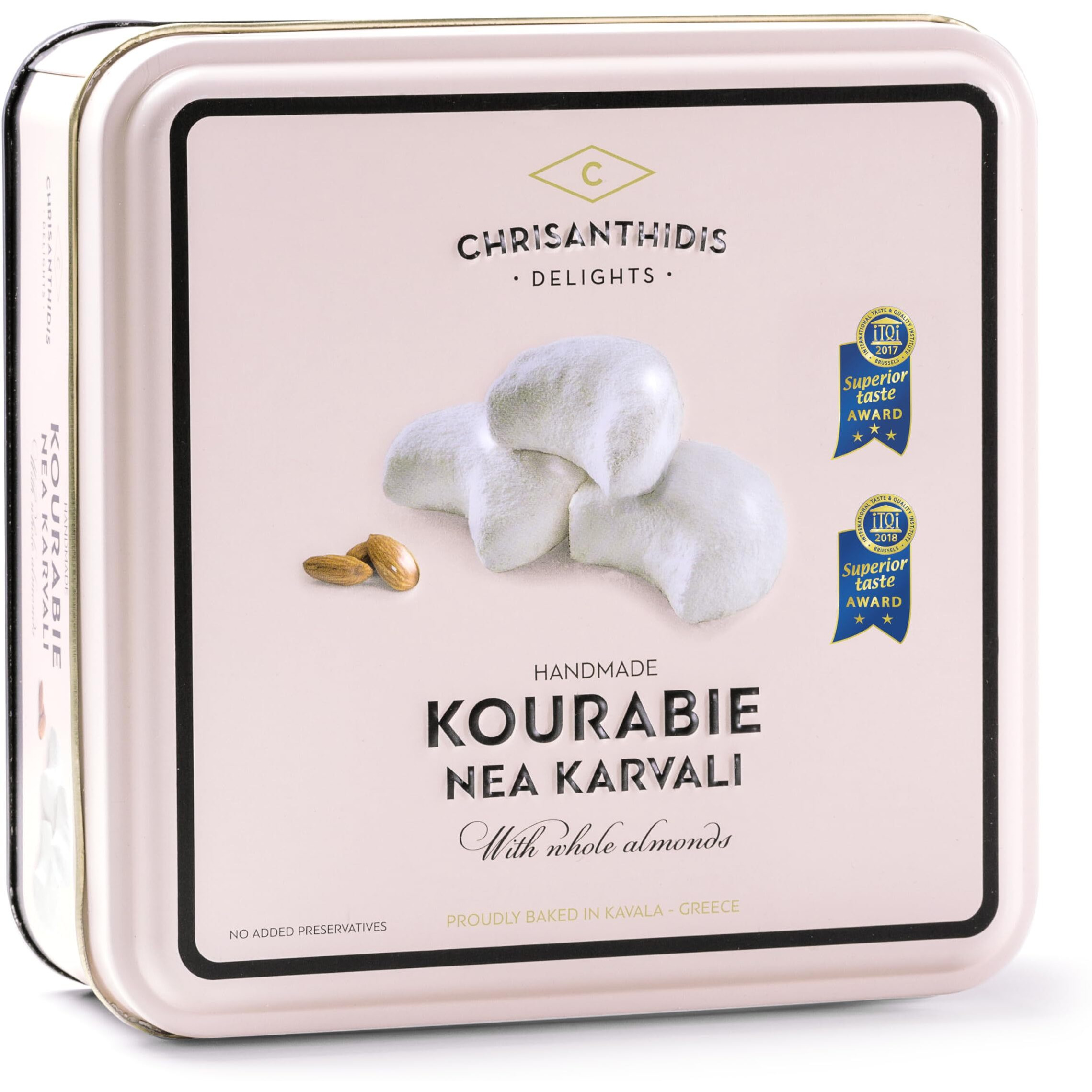 Greek Handmade Cookies (Kourabie) With Whole Almonds 450G/15.8Oz