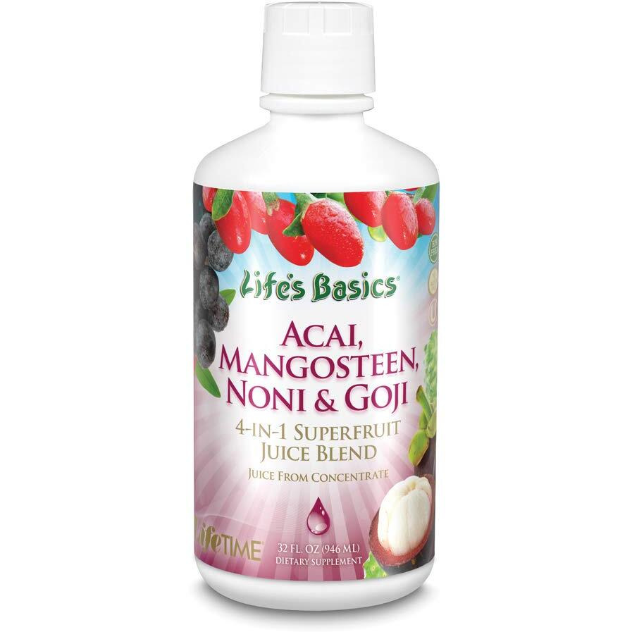 Lifetime Acai, Mangosteen, Noni & Goji Superfruit Juice Blend | Dynamic Antioxidant, No Gluten | For Healthy Circulation & Immunity | 32 Fl Oz