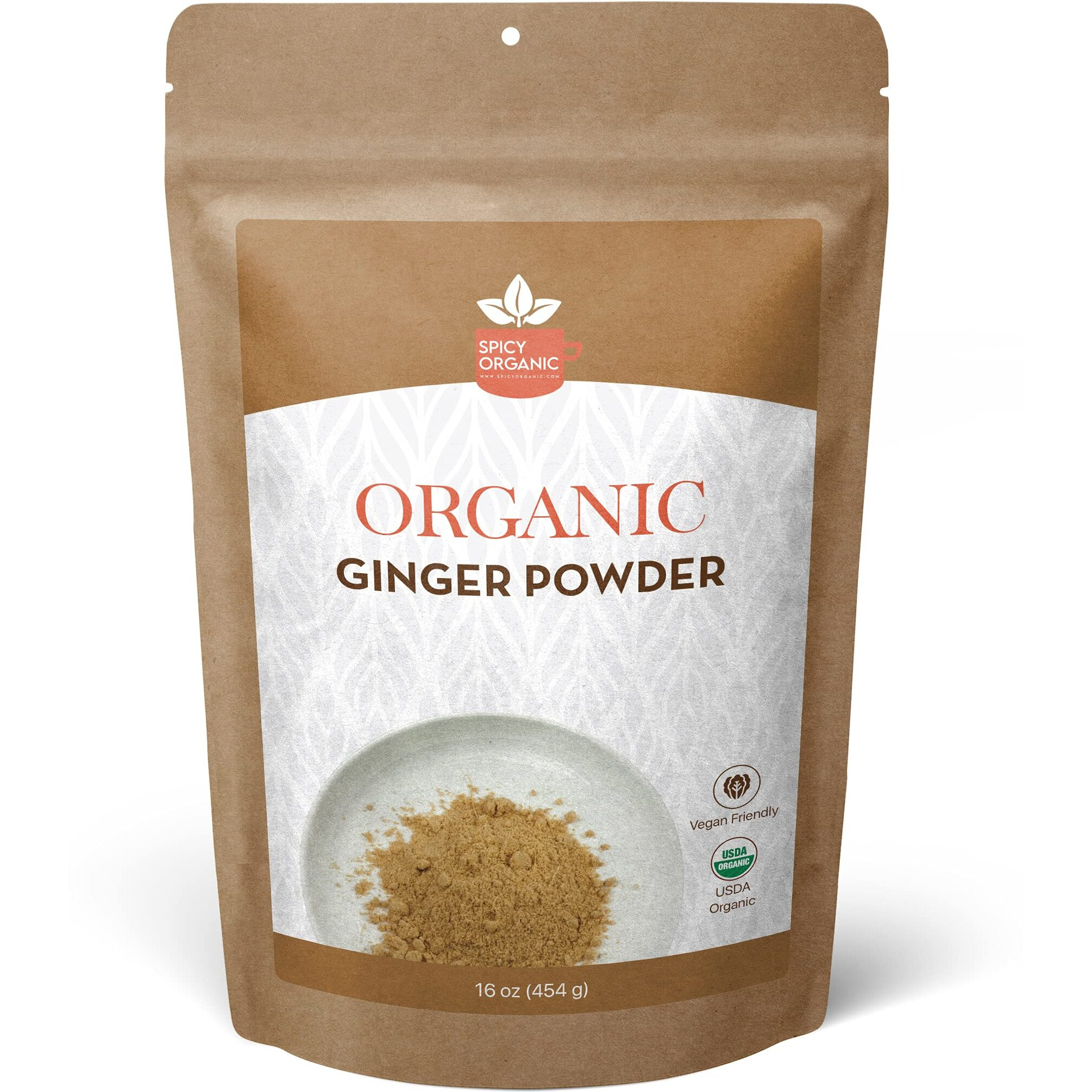 Spicy Organic Ginger Root Powder - 16 Oz. - Freshly Ground From Raw, Indian Ginger, Dried Spice For Baking, Beverages And Cooking - 100% Pure, Usda Certified Organic Ginger - Non-Gmo & Kosher