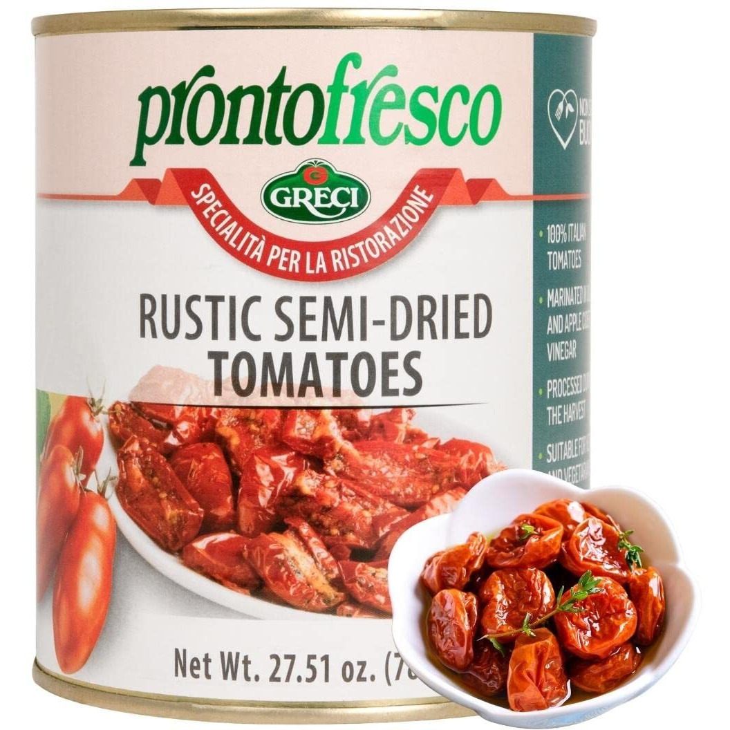 Semi Dried Tomatoes In Oil, 27.5 Oz, Italian Sundried Tomatoes. Soft Oven Roasted Tomatoes By Greci Pronto Fresco.