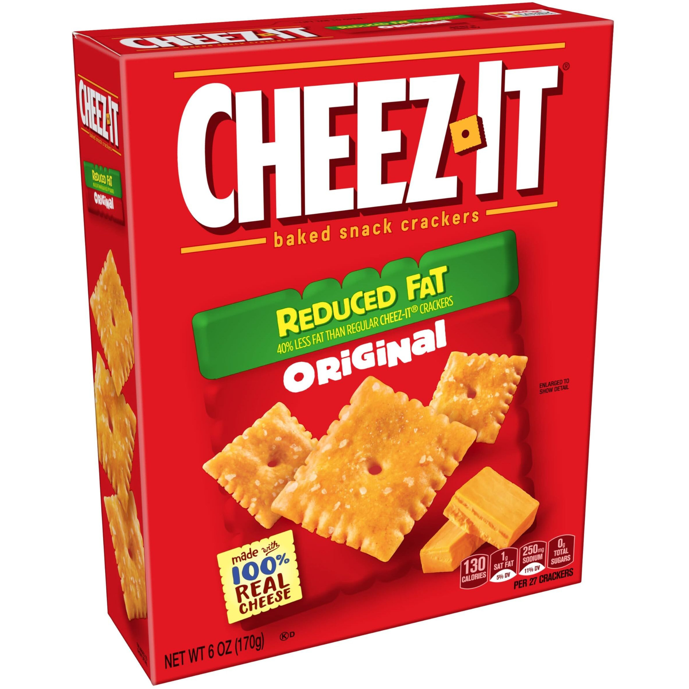 Cheez-It Cheese Crackers, Baked Snack Crackers, Office And Kids Snacks, Reduced Fat Original, 4.5Lb Case (12 Boxes)