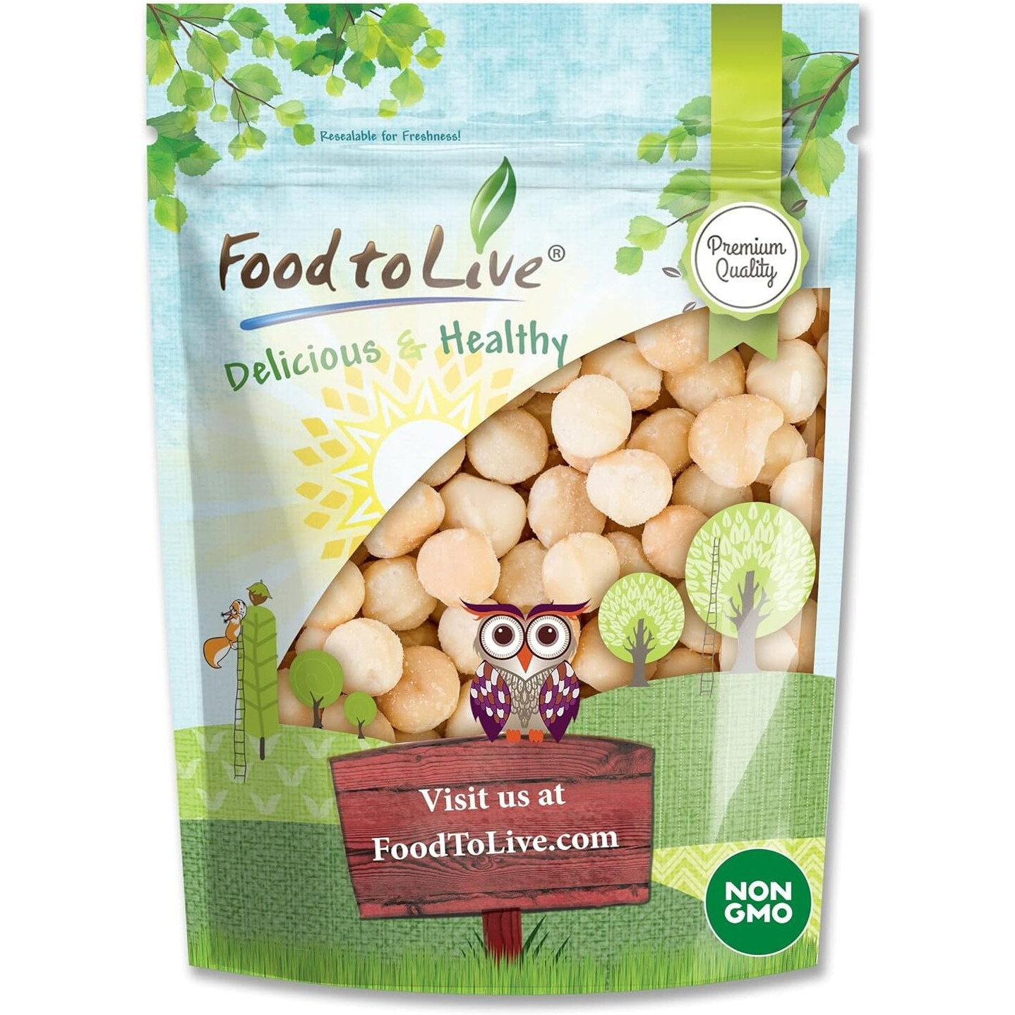 Food To Live Whole Macadamia Nuts, 2 Pounds - Non-Gmo Verified, Raw, Unsalted, Unroasted, Keto Friendly, Kosher, Vegan, Bulk, Great As Snack & For Baking, Good Source Of Manganese, Thiamin, & Copper