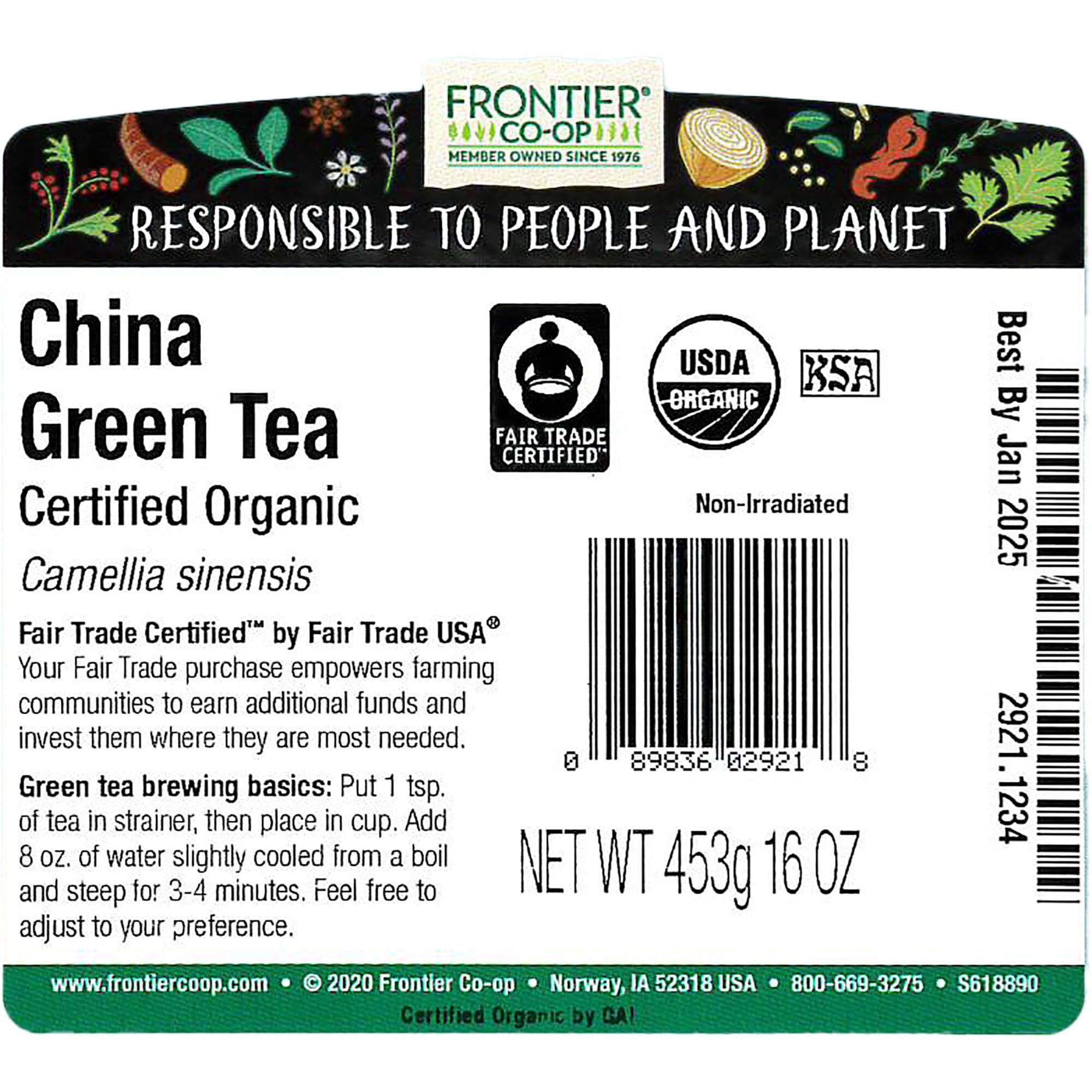 Frontier Tea, China Green, 16 Ounce