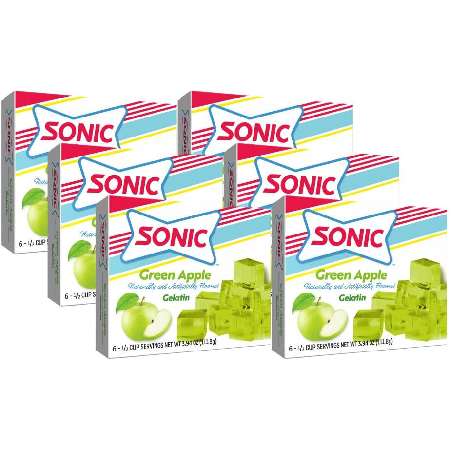 Sonic Gelatin Mix, Green Apple, 3.94 Oz (Pack Of 6)