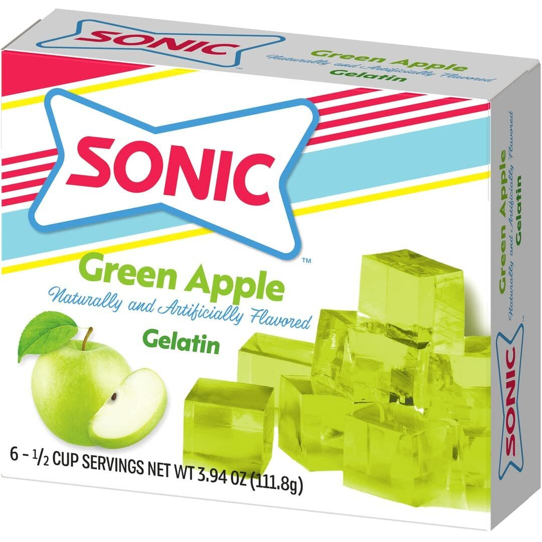 Sonic Gelatin Mix, Green Apple, 3.94 Oz (Pack Of 6)