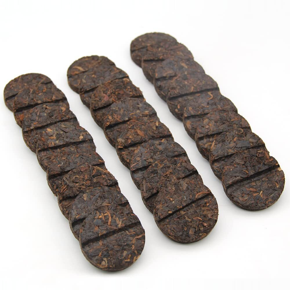 Lwxljmjzc-(24 Cakes-96 Cups) Pu-Erh Tea In Bamboo Leaf Tube -Ripe Puerh Tea Cake -Easily Divided Into Halves Or Quarters-Shu Puer Tea-Ripe Puerh Tea Mini Cakes (200G/7.1 Oz)