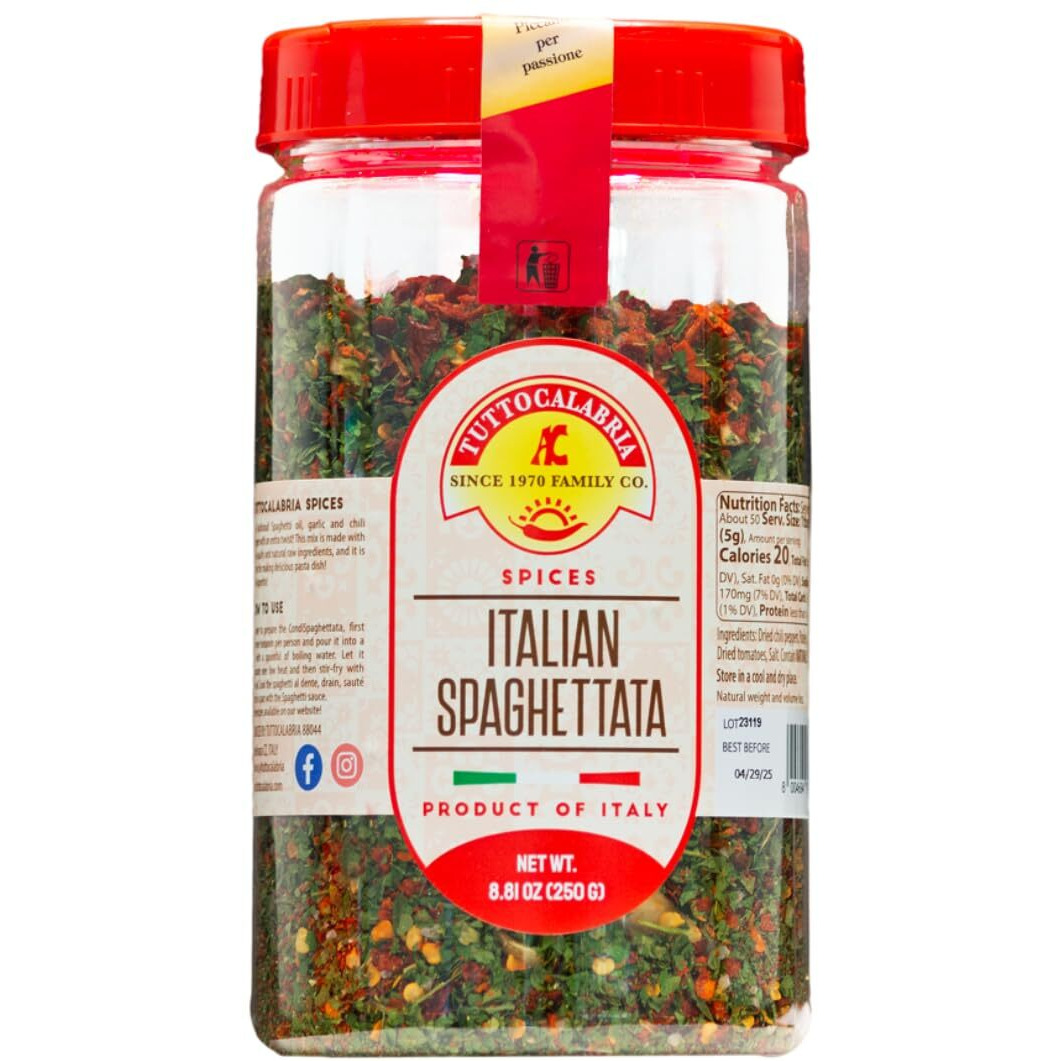 Spaghetti Sauce Seasoning, Spicy Italian Spaghettata, Add Oil To Pan, Heat, Mix In Seasoning, And Then Toss With Your Favorite Pasta, 250G, Tuttocalabria