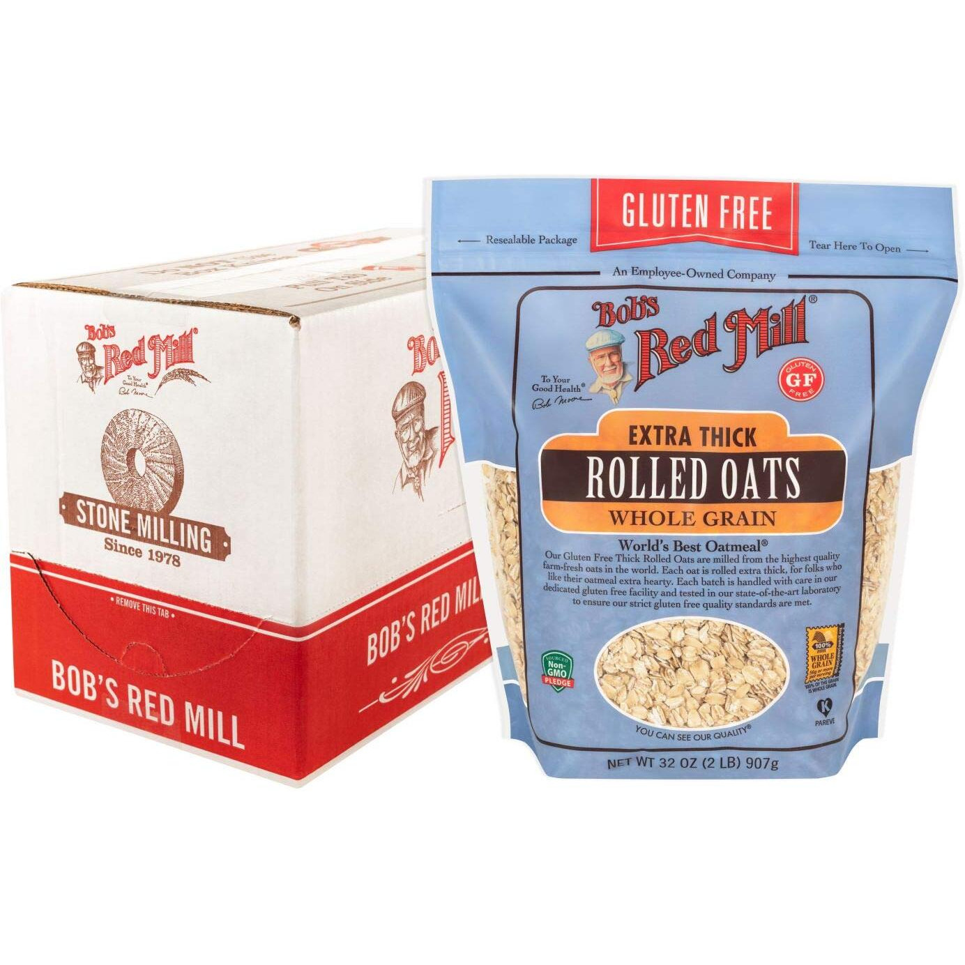 Bob's Red Mill Gluten Free Extra Thick Rolled Oats, 32 Oz (4 Pack)