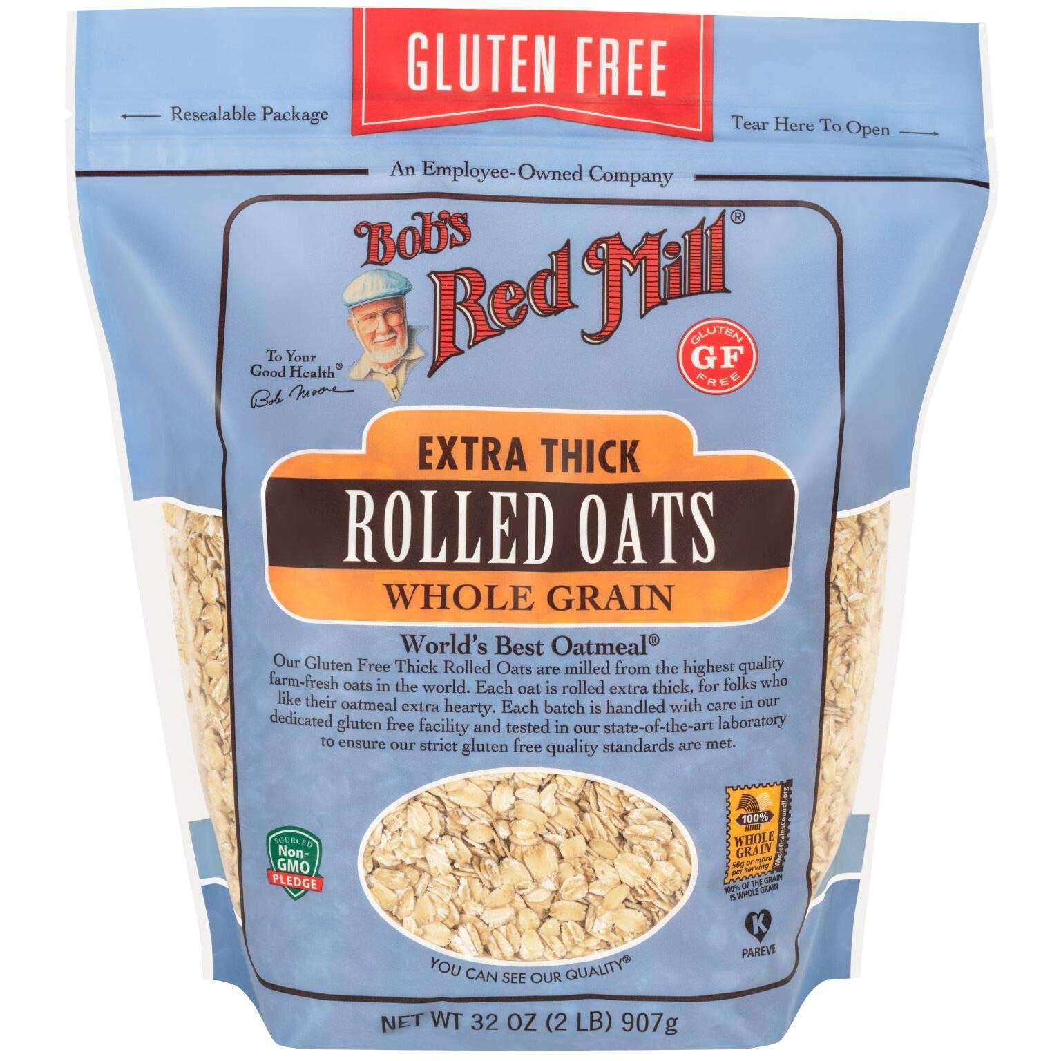 Bob's Red Mill Gluten Free Extra Thick Rolled Oats, 32 Oz (4 Pack)