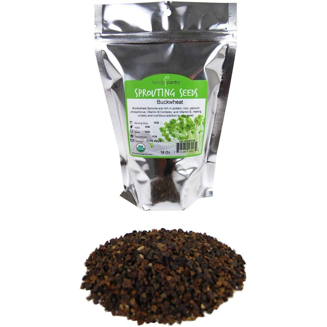 Bulk Organic Buckwheat Sprouting Seed - 1 Lb - Unhulled - Organic - Gardening, Growing Salad Greens, Sprouts & Food Storage - Buck Wheat Sprout