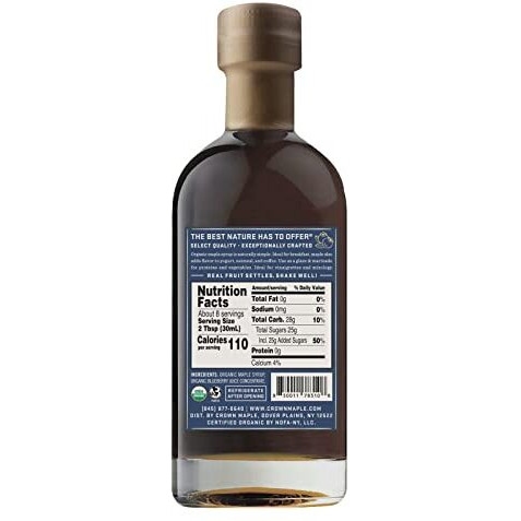 Crown Maple Blueberry Organic Maple Syrup, 8.5 Fl Oz, Pancakes, Waffles, Cocktails, Flavor Marinades
