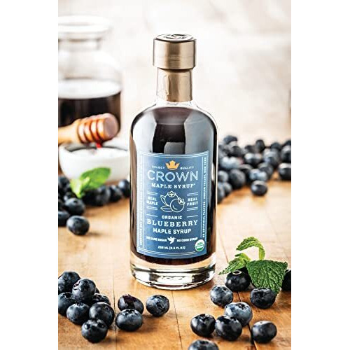 Crown Maple Blueberry Organic Maple Syrup, 8.5 Fl Oz, Pancakes, Waffles, Cocktails, Flavor Marinades