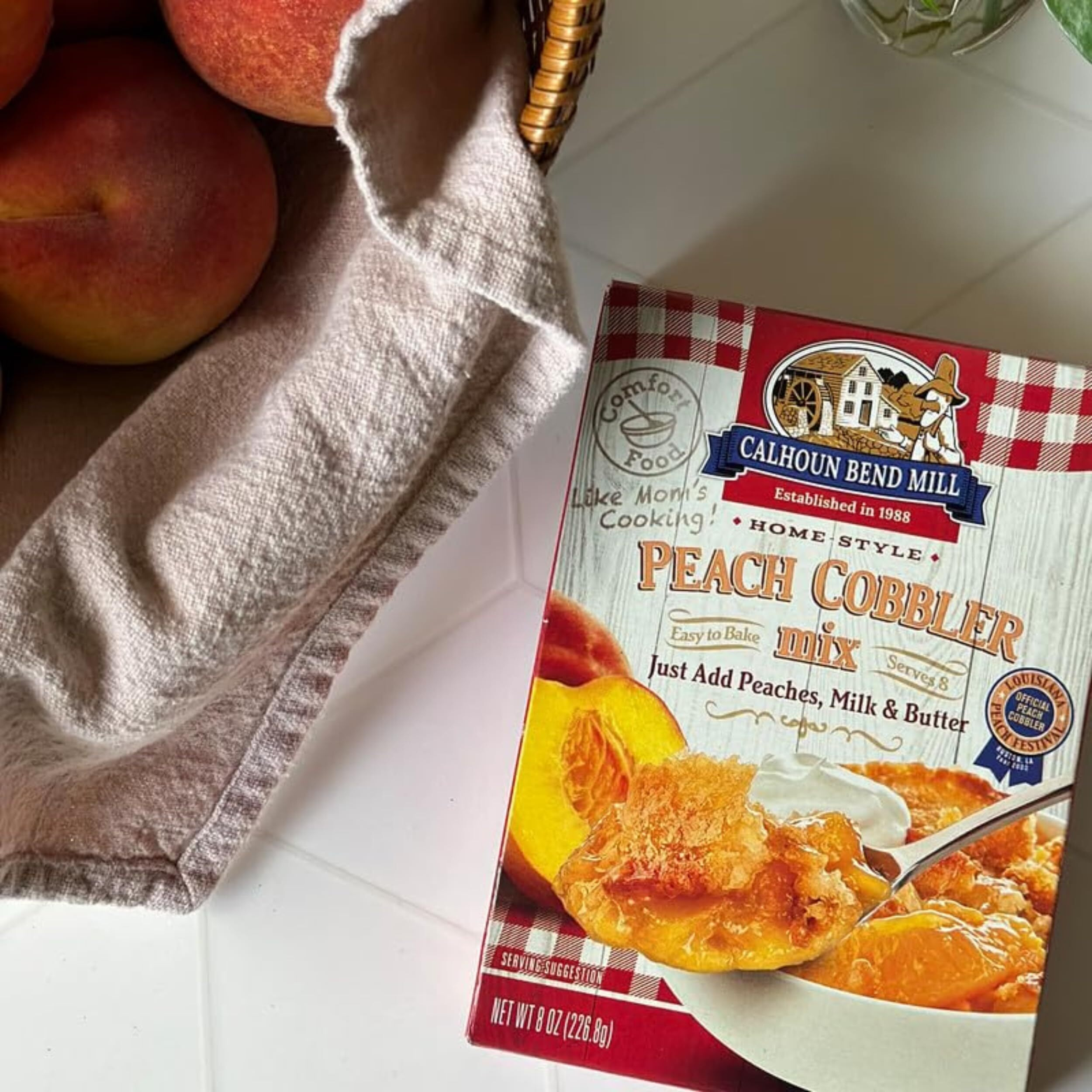 Calhoun Bend Mill Peach Cobbler Mix Sweet & Crunchy Topping Deep Dish American Dessert Versatile Delicious Crust Mix For Peach, Other Fruit Fillings Easy Oven Or Microwave Preparation - 8 Oz Pack Of 2