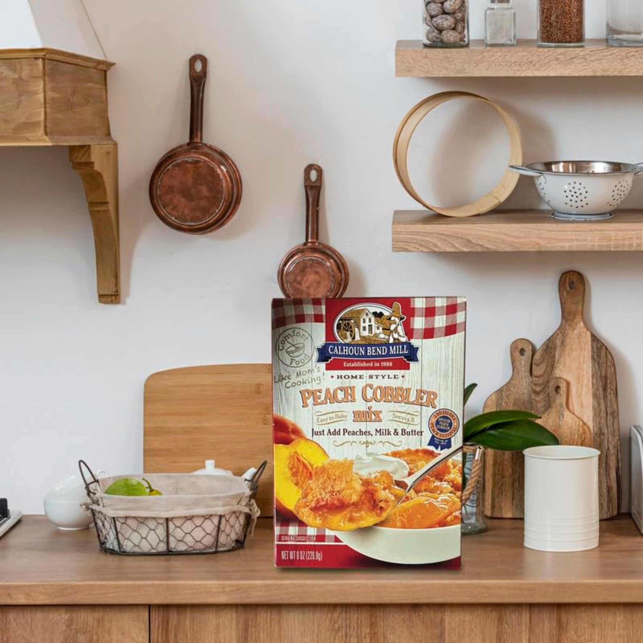 Calhoun Bend Mill Peach Cobbler Mix Sweet & Crunchy Topping Deep Dish American Dessert Versatile Delicious Crust Mix For Peach, Other Fruit Fillings Easy Oven Or Microwave Preparation - 8 Oz Pack Of 2