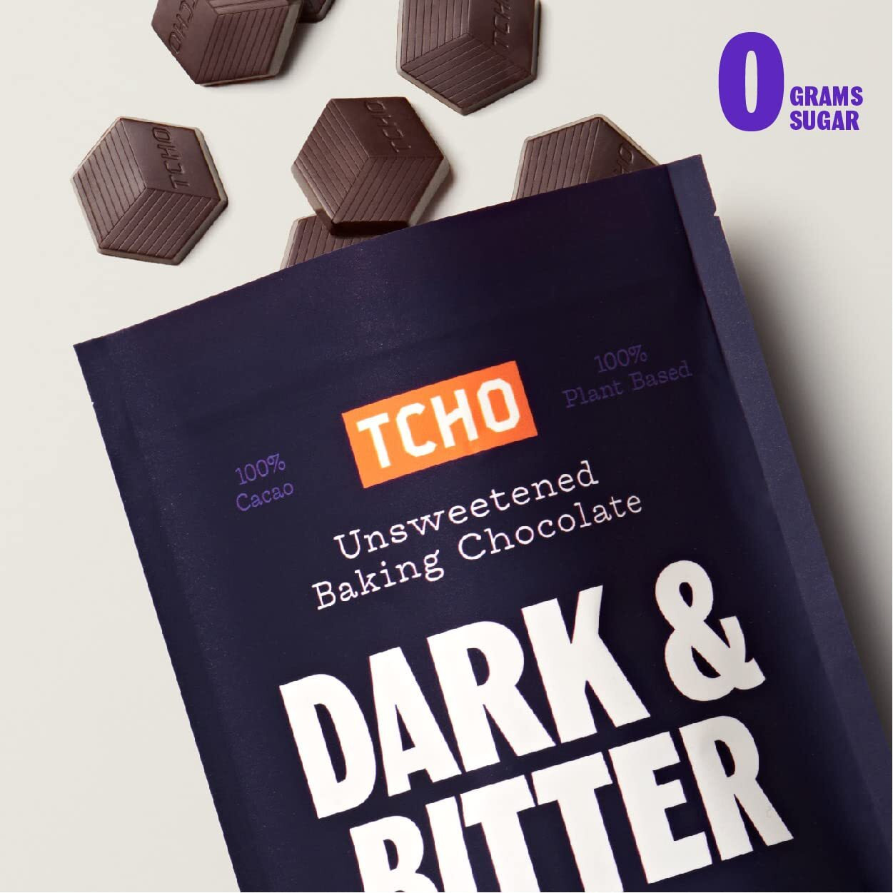 Tcho Dark & Bitter 100% Unsweetened Dark Chocolate Baking Couvertures (3 Bag) | Organic & Fair Trade Certified | Non Gmo, Non-Dairy, Vegan, Soy Free (8Oz Each)