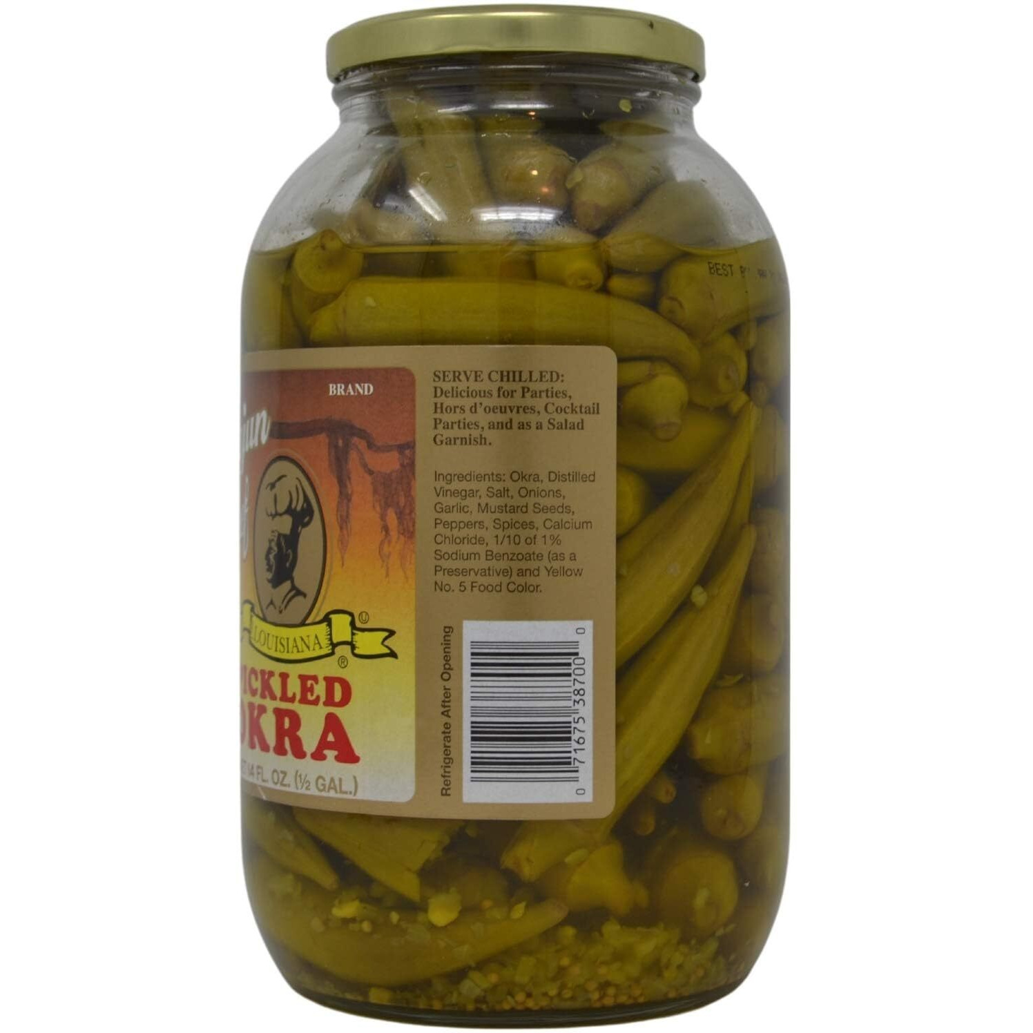 Cajun Chef Pickled Okra 64Oz - One Half Gallon (Pack Of 1) - Great In Bloody Mary's - Versatile Garnish For Sandwiches, Salads, Martini's, Cheese Boards, And More