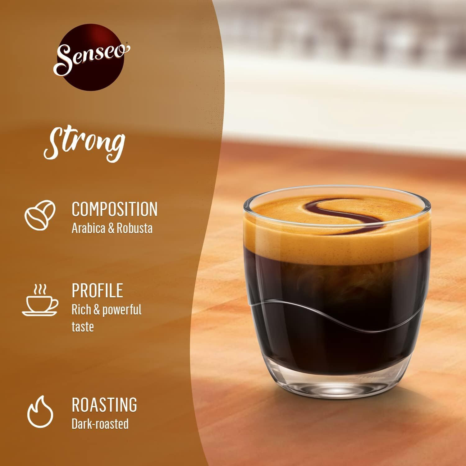Senseo Strong Coffee Pods - 96-Count, Bold Dark Roast For A Rich Morning Brew - Compatible With Senseo Coffee Machines, Convenient Single-Serve Pods | Indulge In Intense Aroma And Full-Bodied Flavor