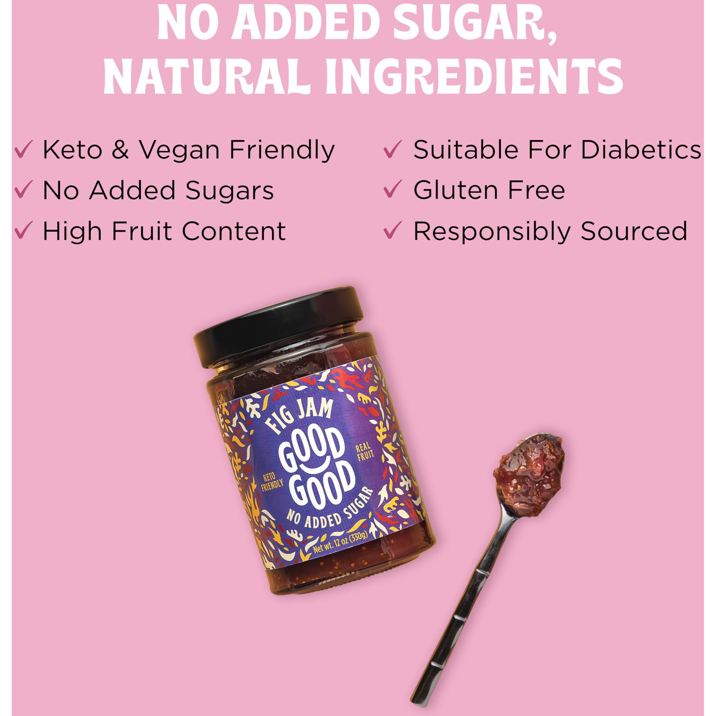 Good Good Fig Jelly - 12 Oz / 330 G - Keto Friendly No Added Sugar Fig Jam - Keto - Vegan - Gluten Free - Diabetic - 12 Ounce (Pack Of 2)