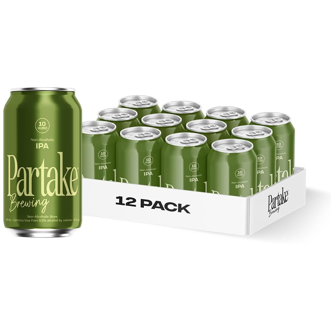 Partake Brewing Craft Non-Alcoholic Beer, Ipa 12 Pack X 12 Fl Oz Cans - Low-Calorie, Low-Carb, No Sugar, Award-Winning Taste, All-Natural Ingredients - Great Tasting Beer Without The Empty Calories