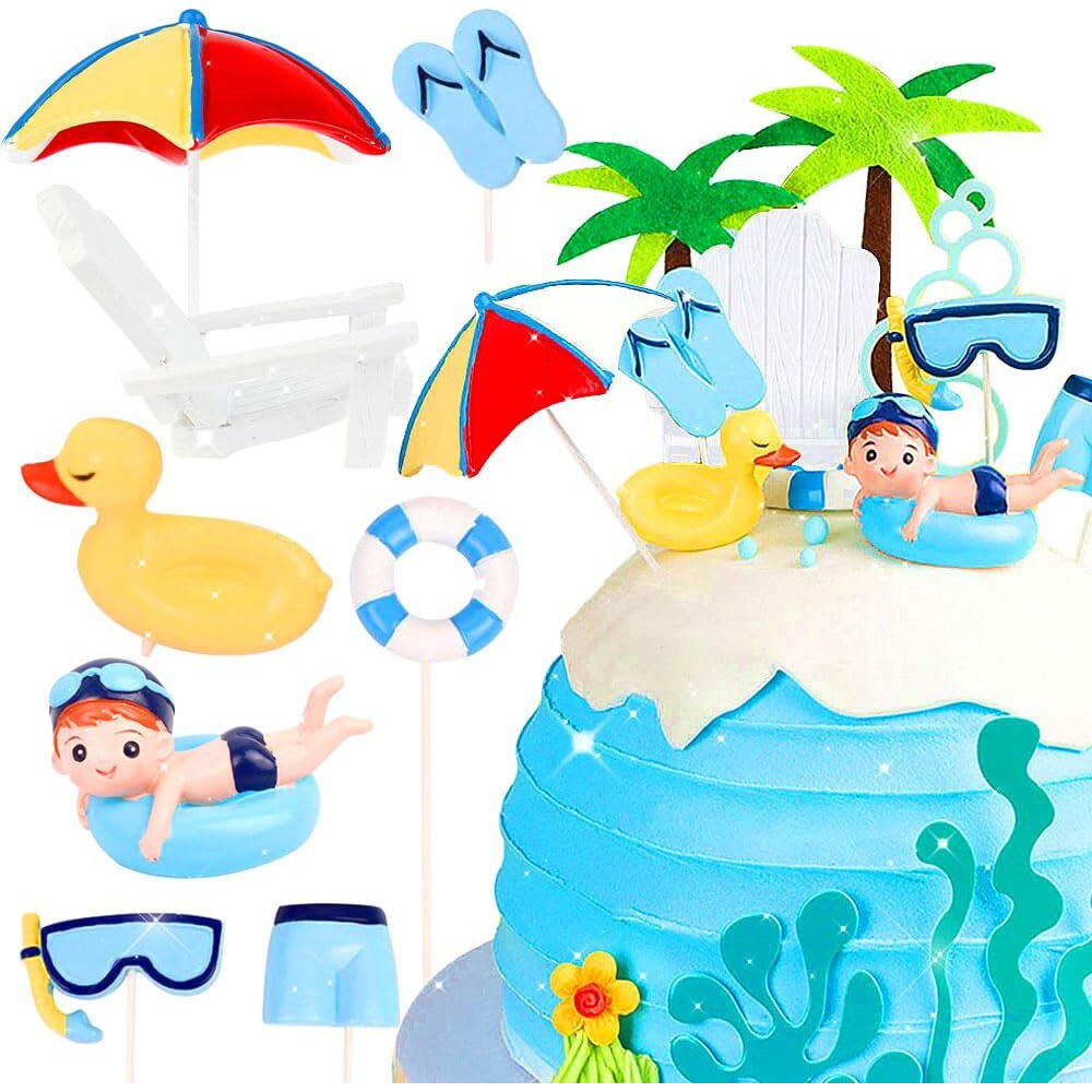 Swimming Pool Cake Decoration Beach Cake Decoration Swimming Pool Cake Topper Summer Beach Cake Toppers Summer Birthday Party Supplies Beach Party Supplies Swimming Pool Party Supplies